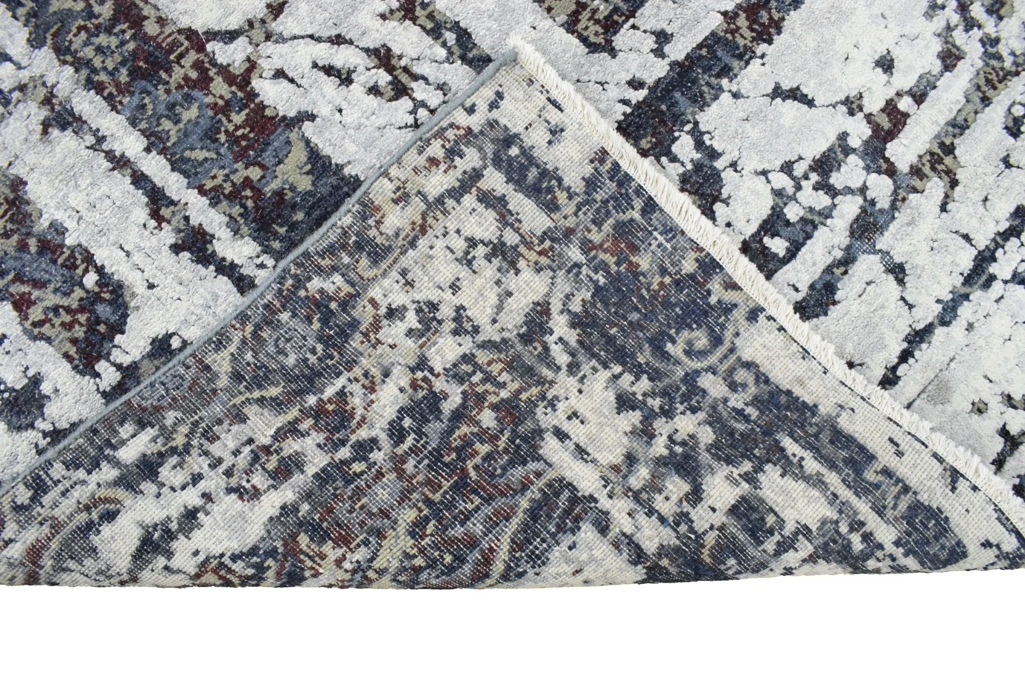 8x10 Luxury Blue Real Silk and Wool Abstract Design Handmade Area Rug - Image 5