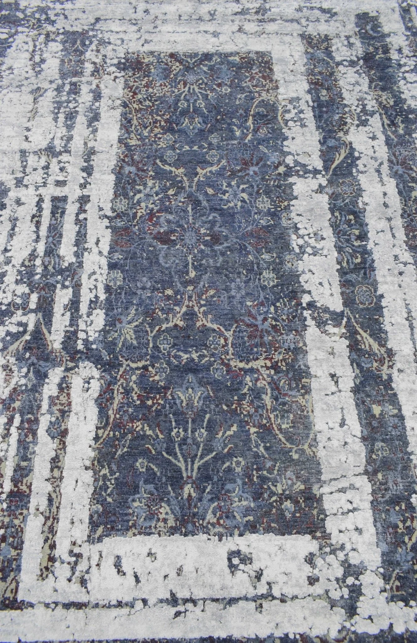 8x10 Luxury Blue Real Silk and Wool Abstract Design Handmade Area Rug - Image 9