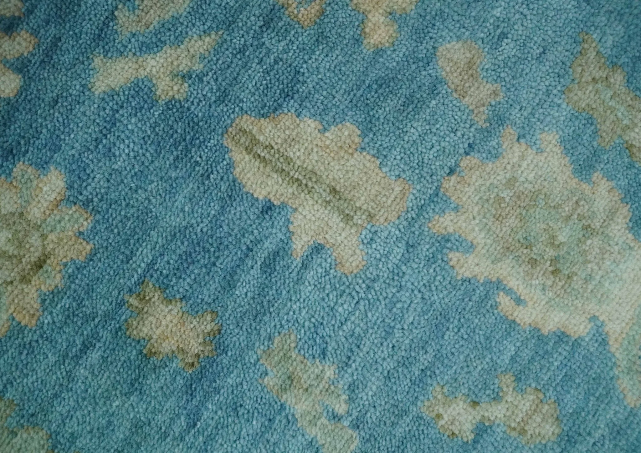 8x10 Oushak Hand Knotted Blue and Beige Traditional Wool Rug - Image 10