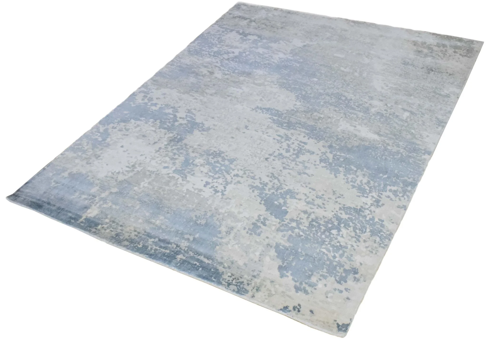 8x10 Rug, Abstract Blue and Ivory Rug made with Viscose Art Silk, Living, Dinning and Bedroom Rug | TRD006QT810 - Image 3