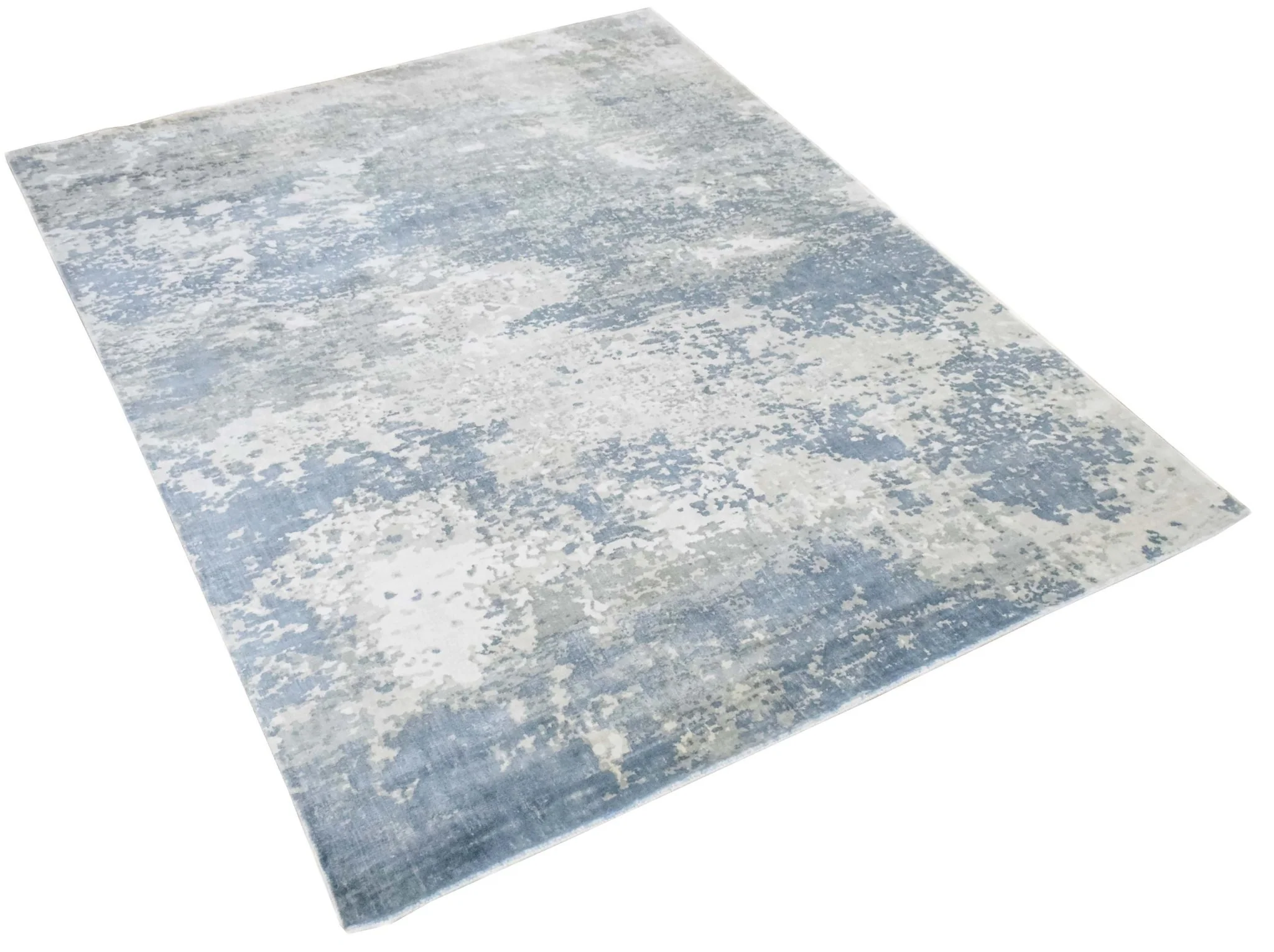 8x10 Rug, Abstract Blue and Ivory Rug made with Viscose Art Silk, Living, Dinning and Bedroom Rug | TRD006QT810 - Image 7