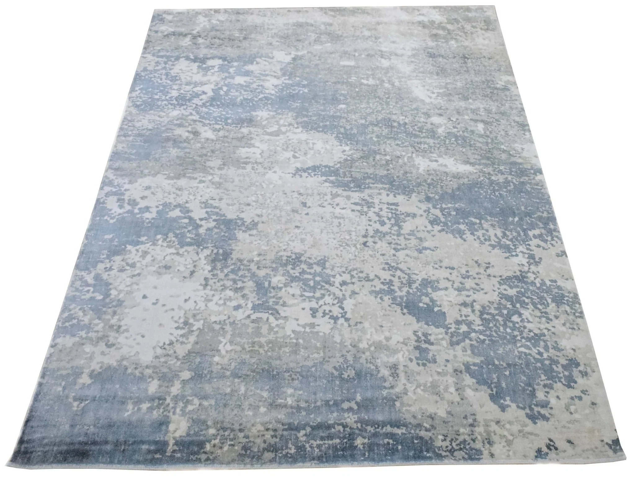 8x10 Rug, Abstract Blue and Ivory Rug made with Viscose Art Silk, Living, Dinning and Bedroom Rug | TRD006QT810 - Image 8