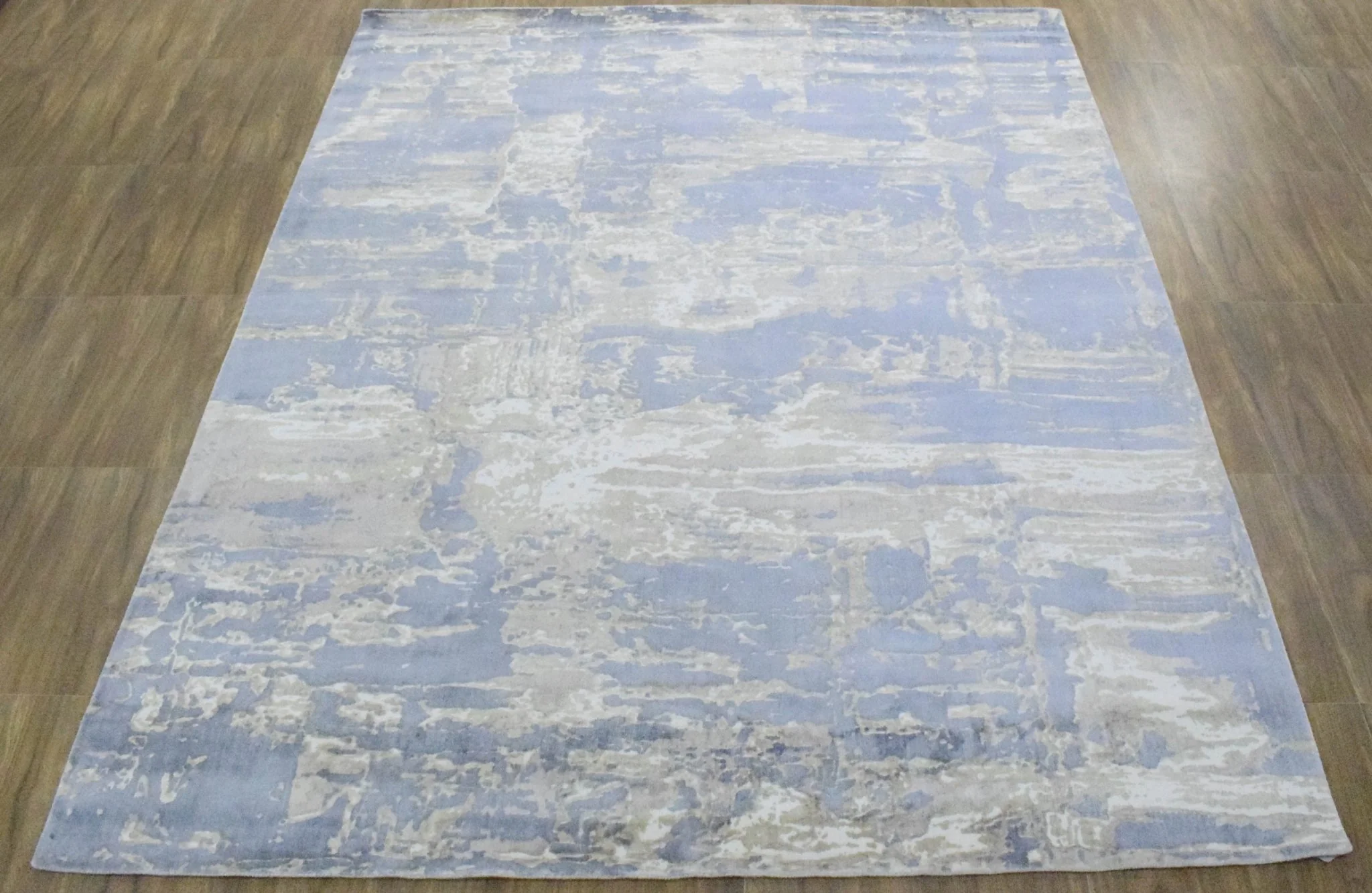 8x10 Rug, Blue and Brown Rug, Modern Abstract Hand loom Printed Viscose Area Rug - Image 10