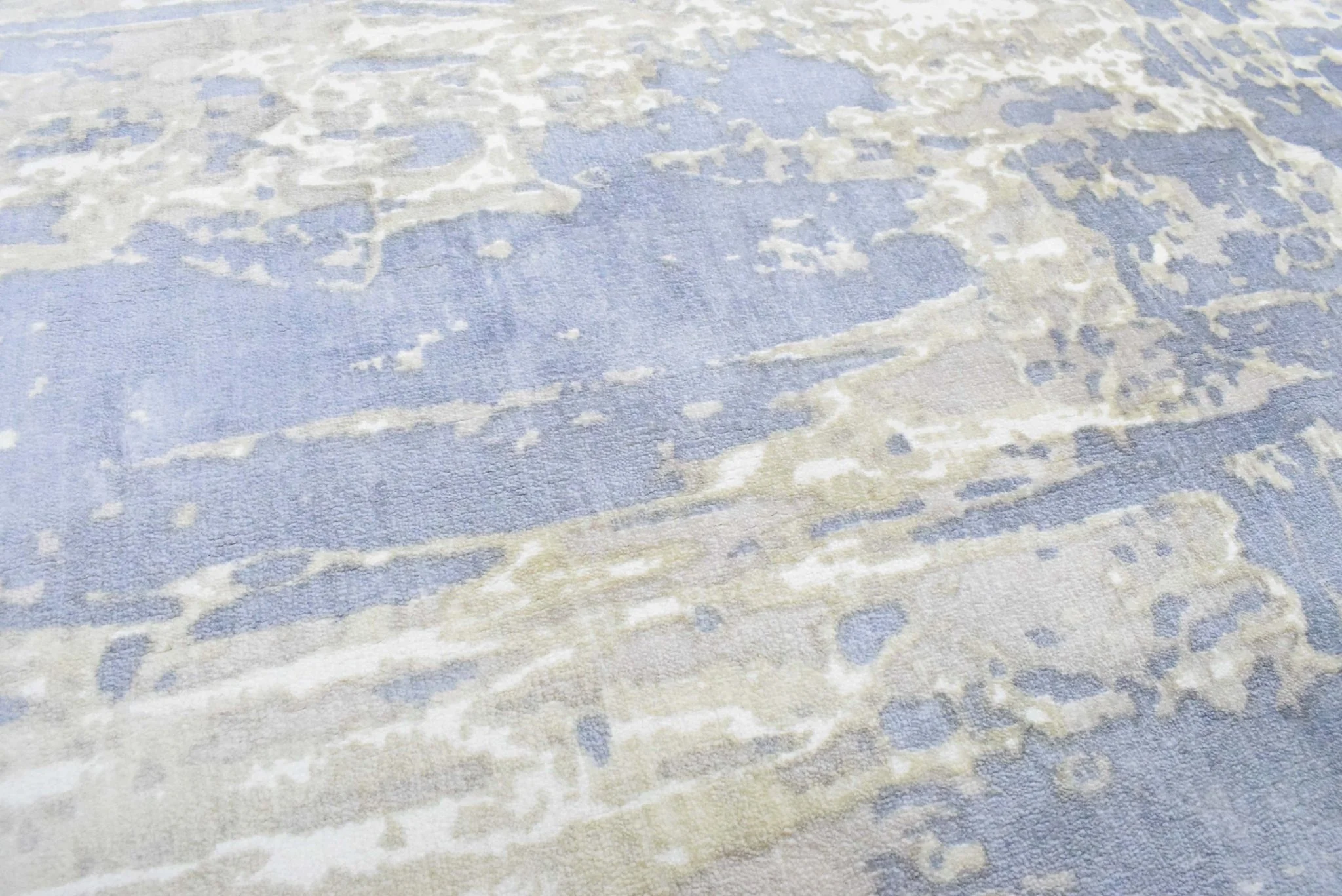 8x10 Rug, Blue and Brown Rug, Modern Abstract Hand loom Printed Viscose Area Rug - Image 2