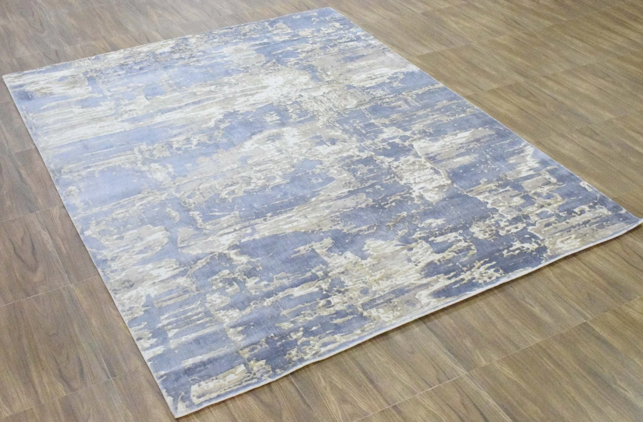 8x10 Rug, Blue and Brown Rug, Modern Abstract Hand loom Printed Viscose Area Rug - Image 6