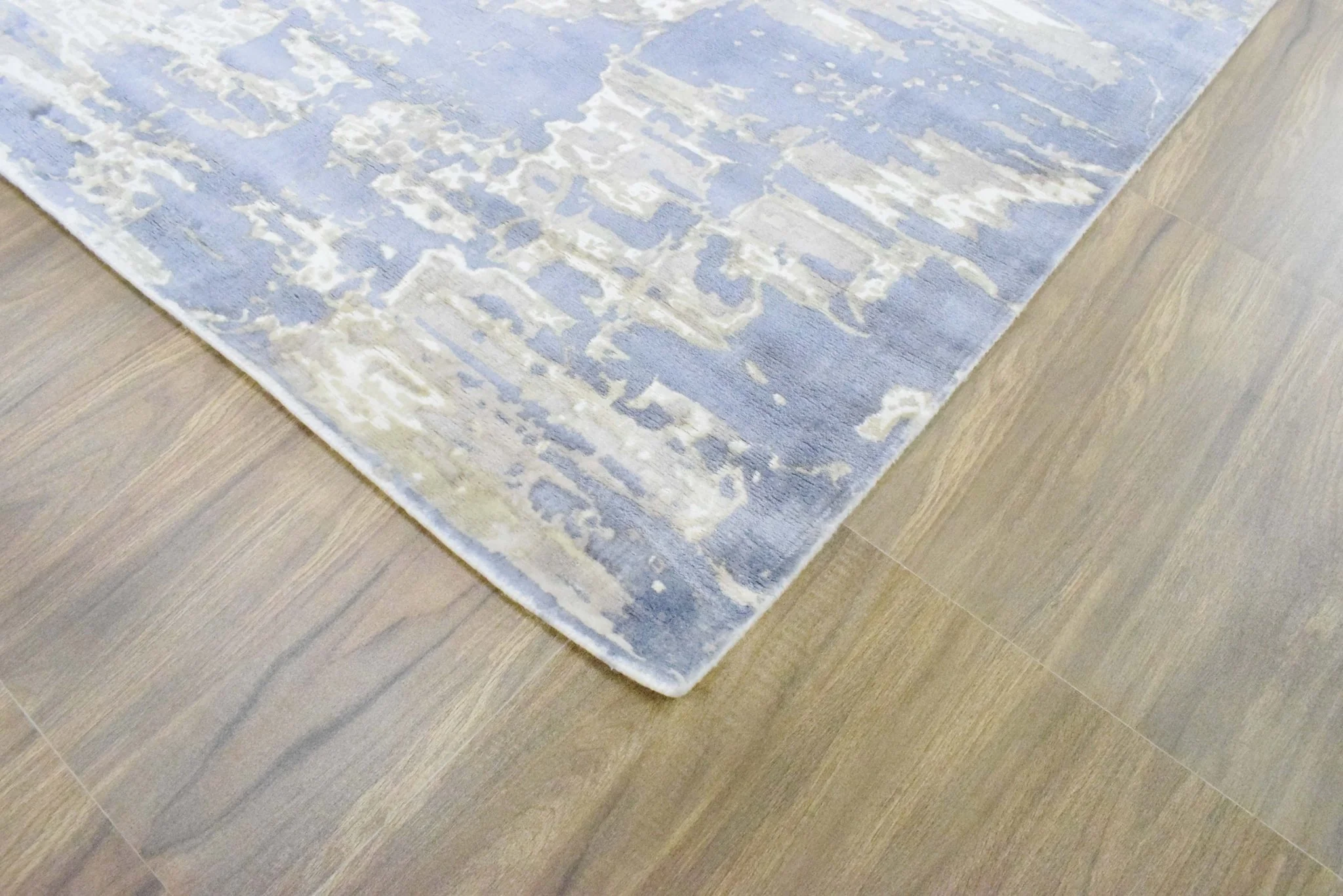 8x10 Rug, Blue and Brown Rug, Modern Abstract Hand loom Printed Viscose Area Rug - Image 8