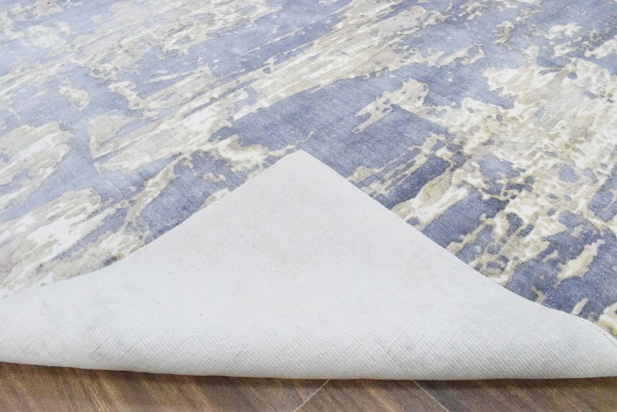8x10 Rug, Blue and Brown Rug, Modern Abstract Hand loom Printed Viscose Area Rug - Image 9