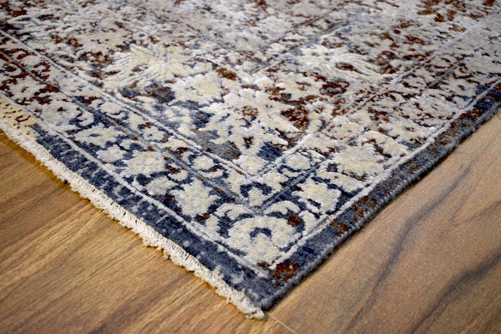 Charcoal, Beige and Ivory 8'x10' Rug Handmade Hand-Spun Wool and silk Area Rug | The Rug Decor | TRD1793810 - Image 6