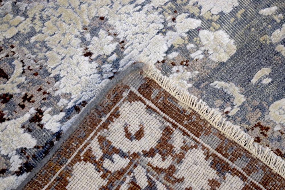 Charcoal, Beige and Ivory 8'x10' Rug Handmade Hand-Spun Wool and silk Area Rug | The Rug Decor | TRD1793810 - Image 7