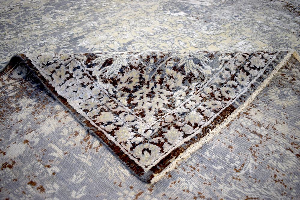 Charcoal, Beige and Ivory 8'x10' Rug Handmade Hand-Spun Wool and silk Area Rug | The Rug Decor | TRD1793810 - Image 8
