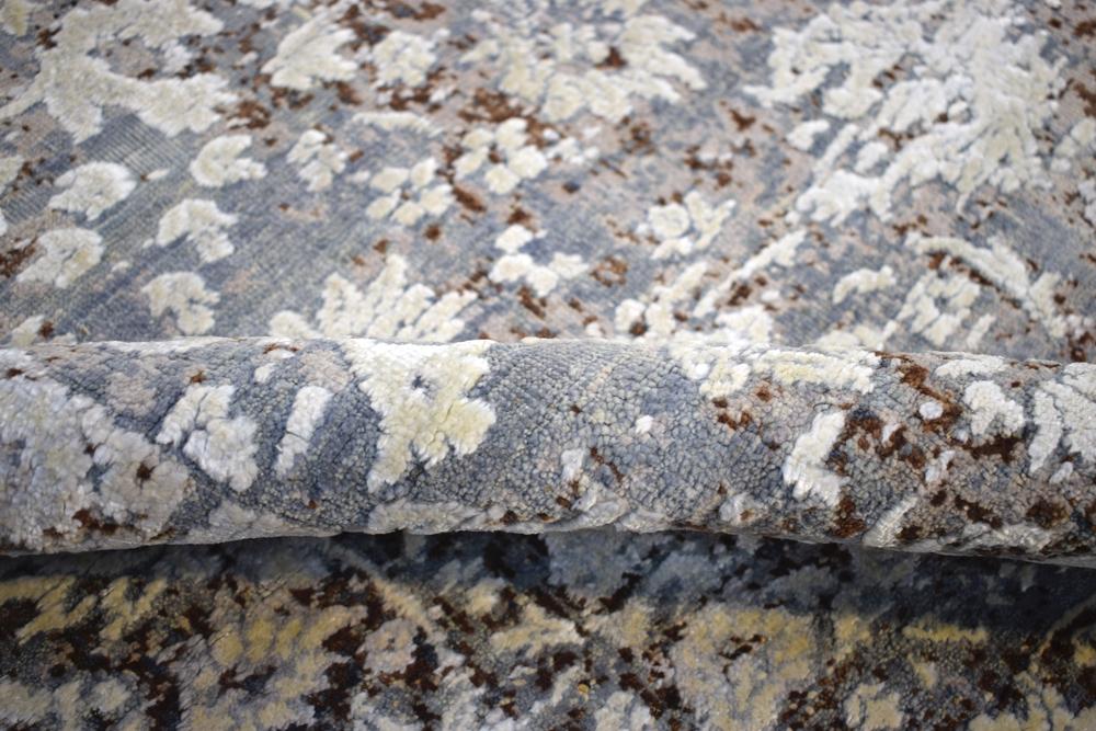 Charcoal, Beige and Ivory 8'x10' Rug Handmade Hand-Spun Wool and silk Area Rug | The Rug Decor | TRD1793810 - Image 9