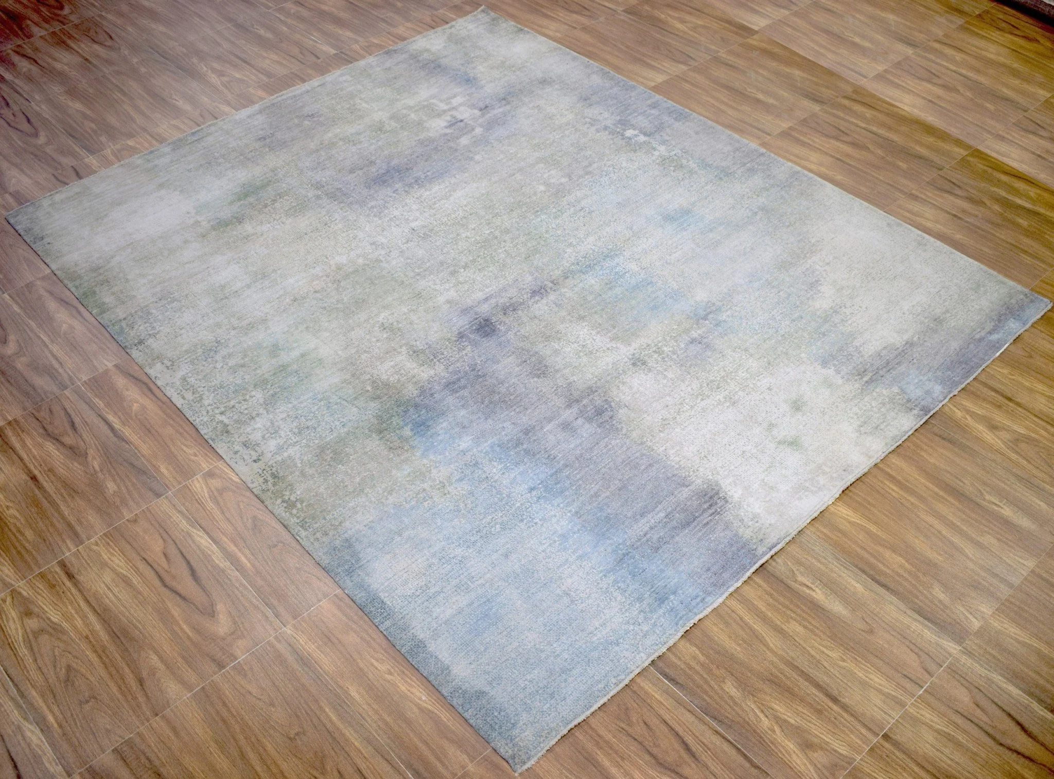 8x10 Rug | Modern Abstract Handmade with Bamboo Silk Blue Area Rug | TRD1750810 - Image 4