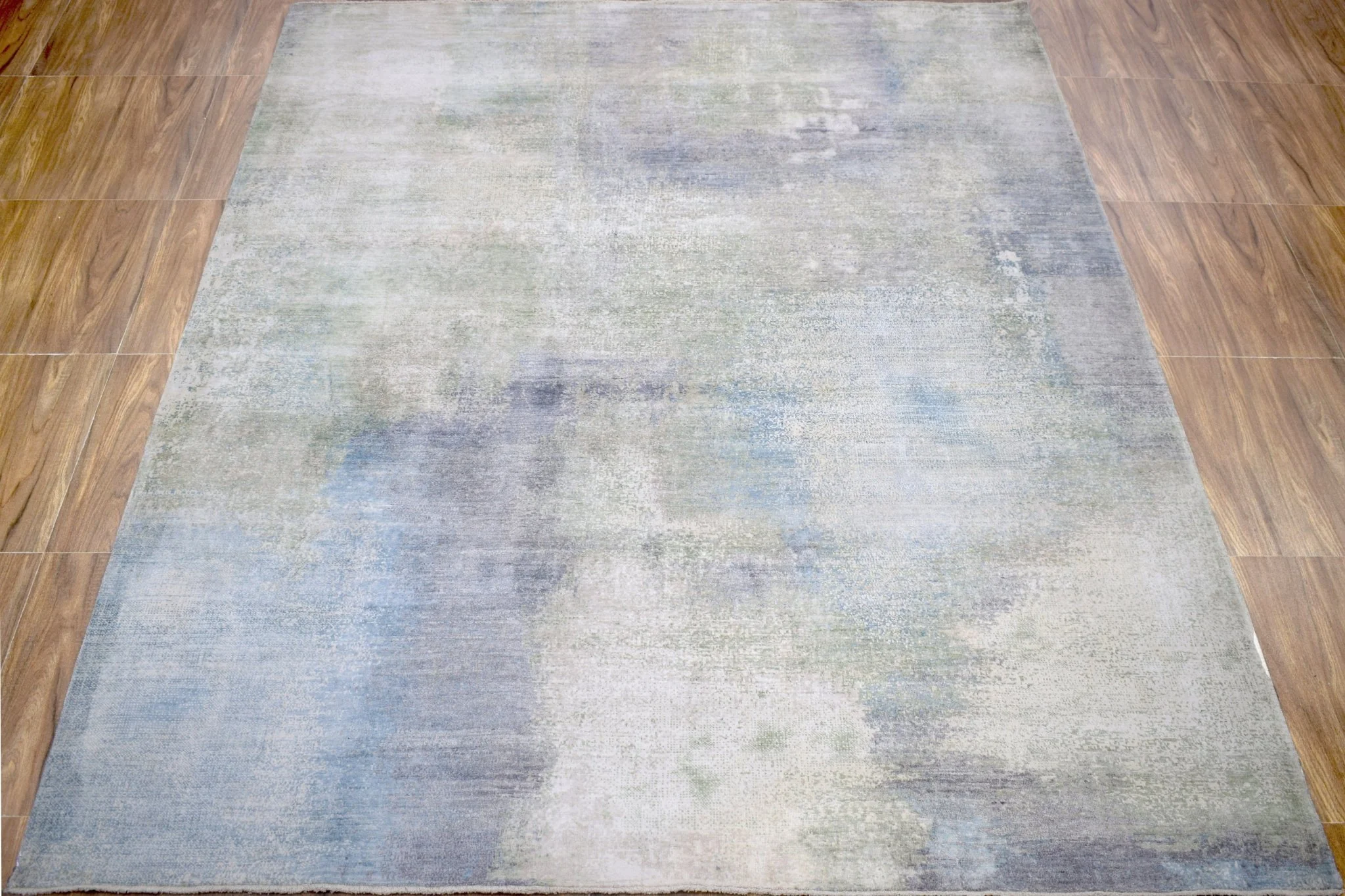 8x10 Rug | Modern Abstract Handmade with Bamboo Silk Blue Area Rug | TRD1750810 - Image 5