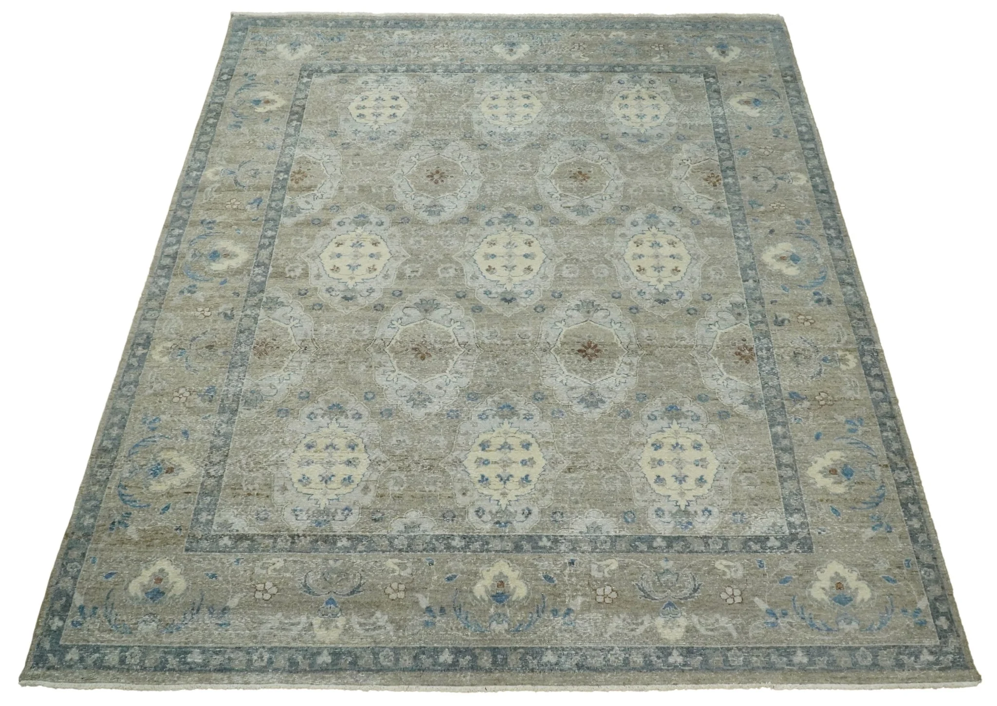 Vintage Hand Knotted 8x10 Traditional Oxidized Textured Low Pile Wool Rug | TRD2045810 - Image 3