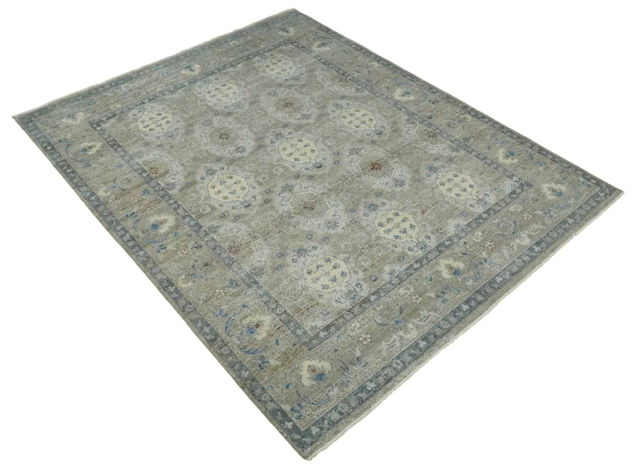 Vintage Hand Knotted 8x10 Traditional Oxidized Textured Low Pile Wool Rug | TRD2045810 - Image 8