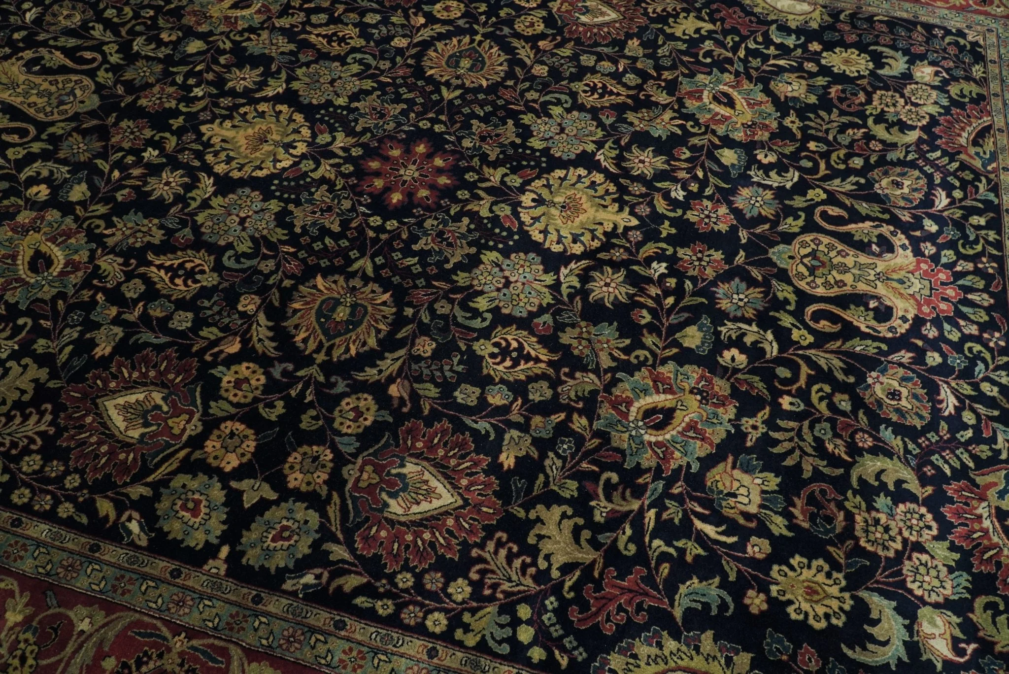 Premium look Hand Knotted Black, Brown and Gold Fine Wool Traditional Oushak Multi Size wool Area Rug - Image 3