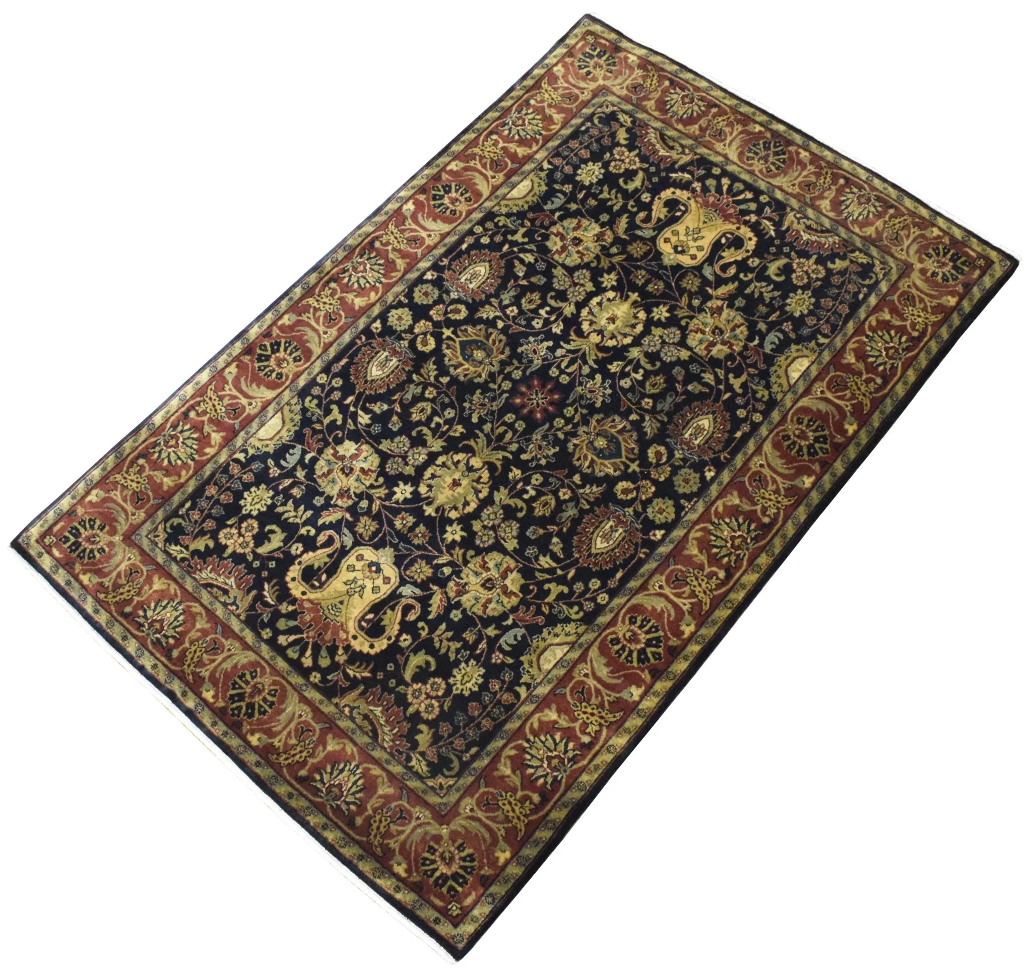 Premium look Hand Knotted Black, Brown and Gold Fine Wool Traditional Oushak Multi Size wool Area Rug - Image 6