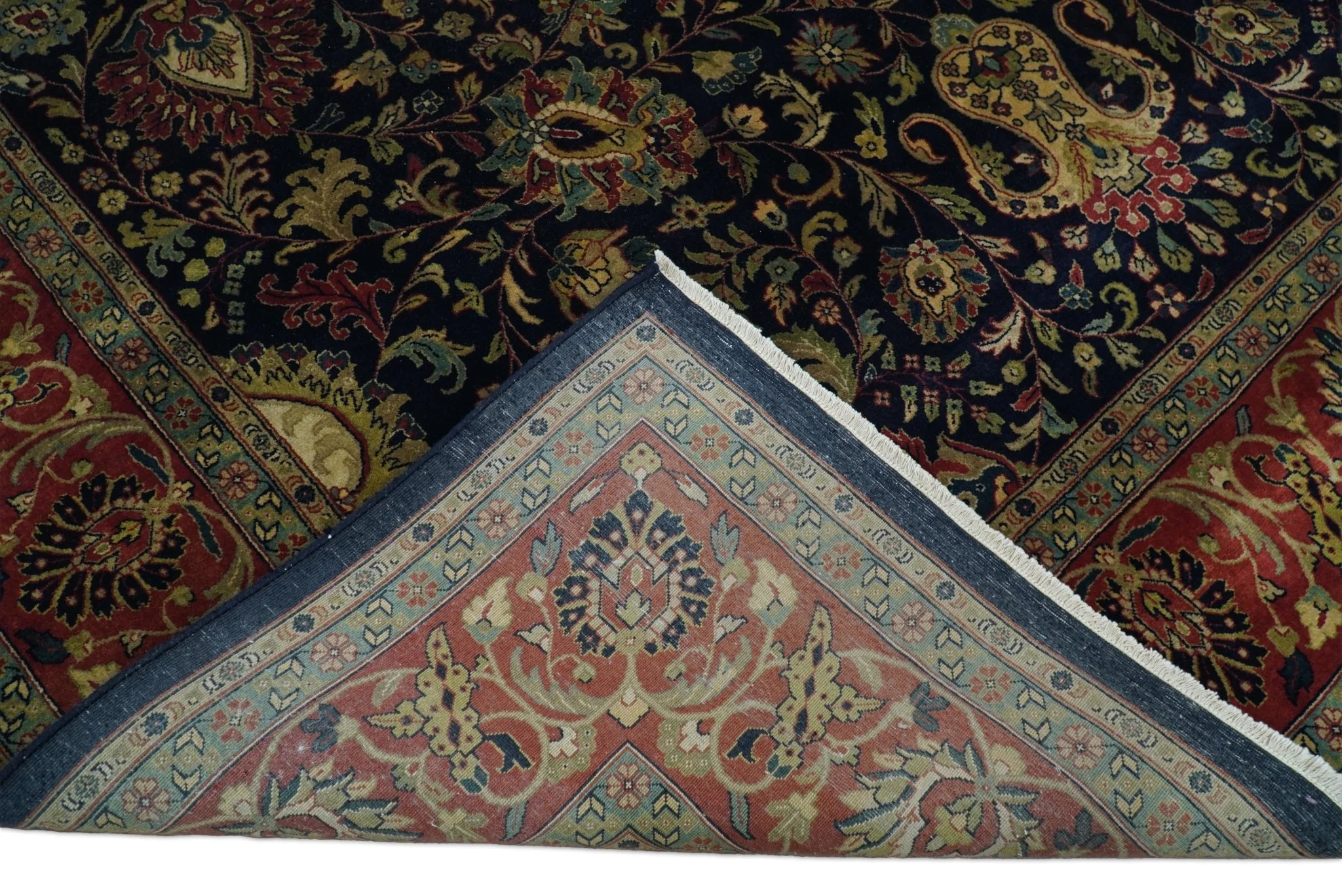 Premium look Hand Knotted Black, Brown and Gold Fine Wool Traditional Oushak Multi Size wool Area Rug - Image 7