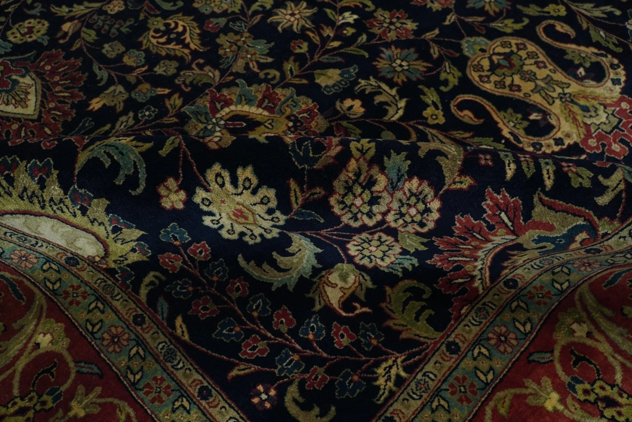 Premium look Hand Knotted Black, Brown and Gold Fine Wool Traditional Oushak Multi Size wool Area Rug - Image 8