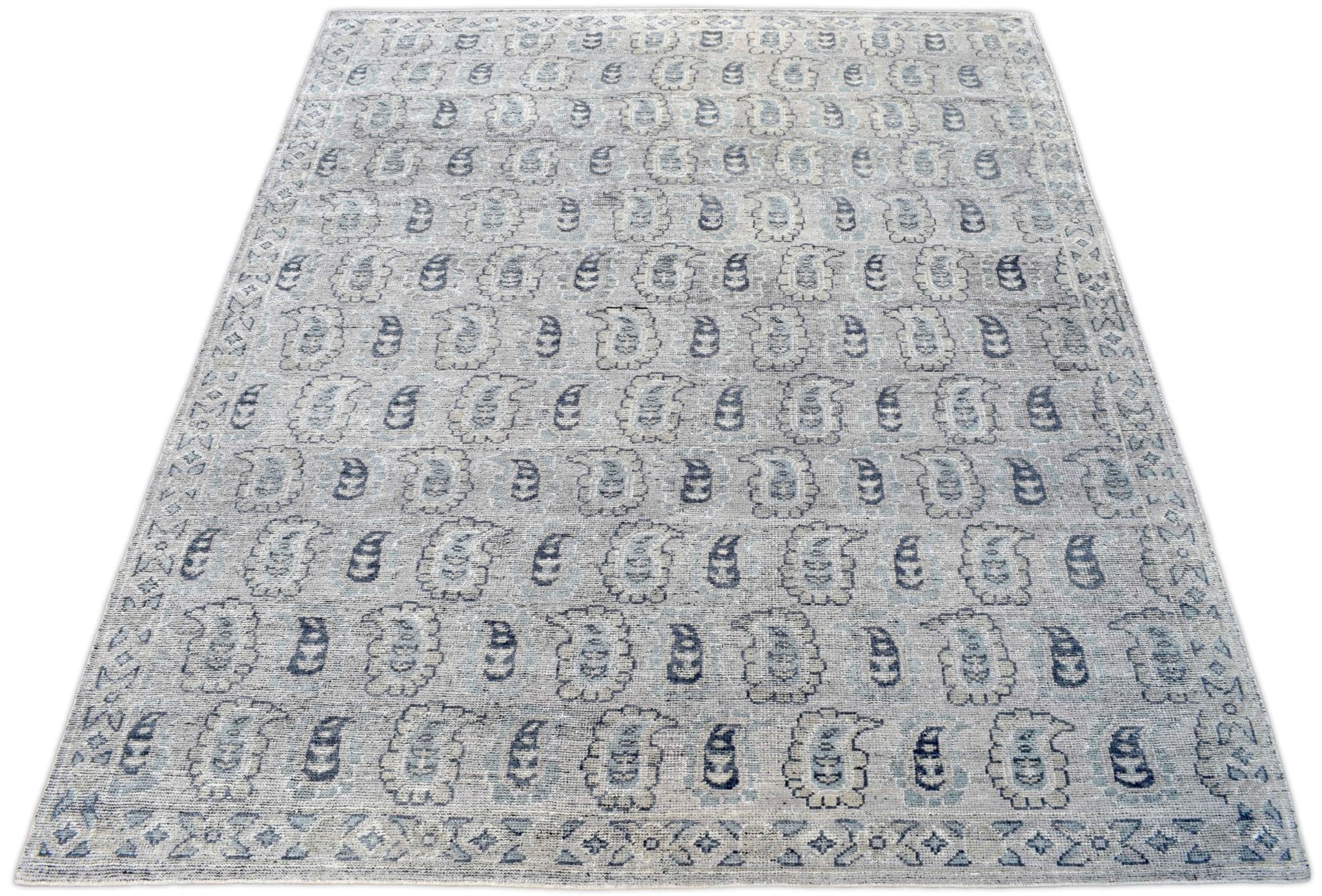 Silver and Charcoal 8'x10' Rug | Modern Handmade Wool Area Rug | The Rug Decor |TRD2142810 - Image 10
