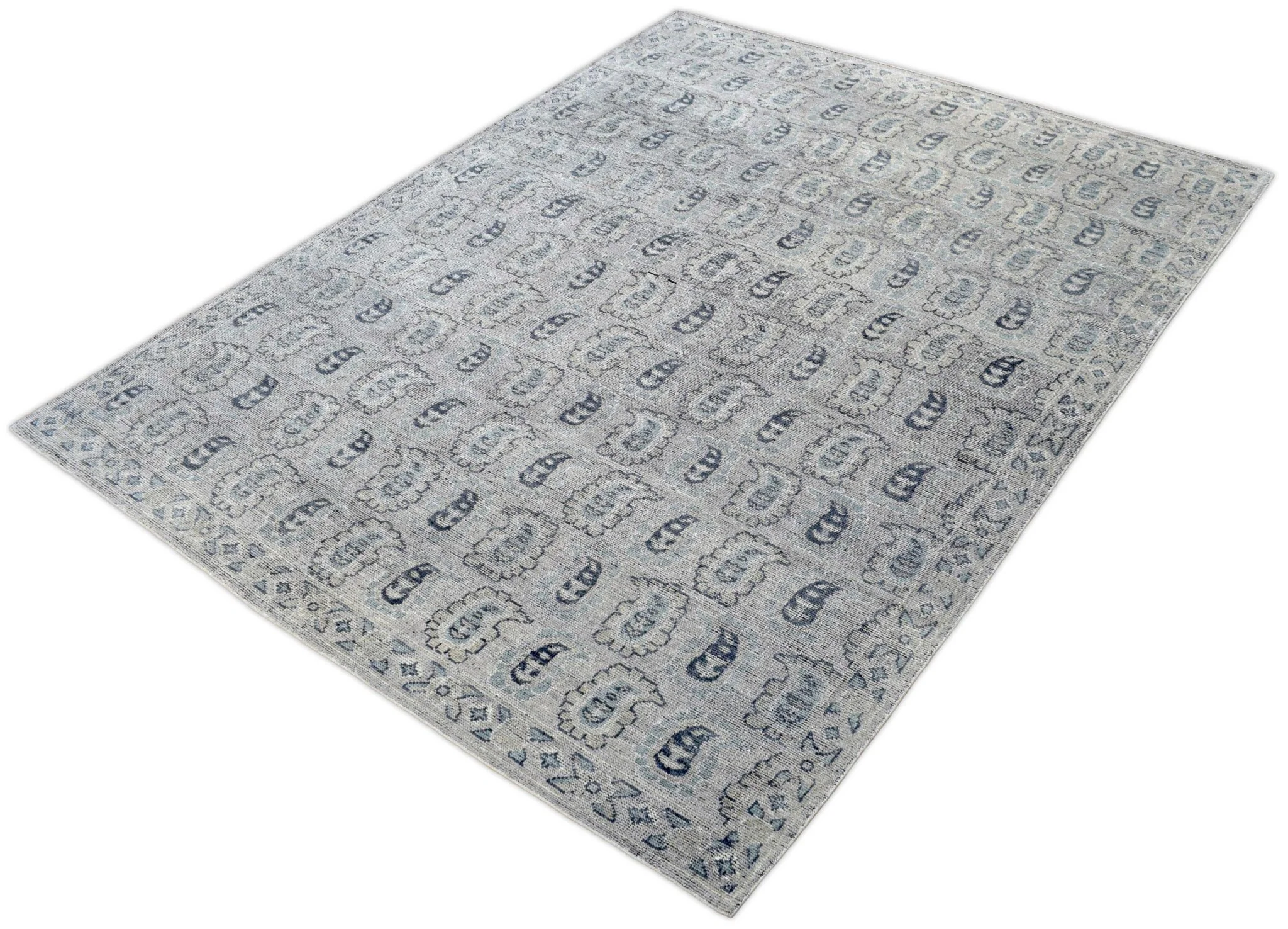 Silver and Charcoal 8'x10' Rug | Modern Handmade Wool Area Rug | The Rug Decor |TRD2142810 - Image 3
