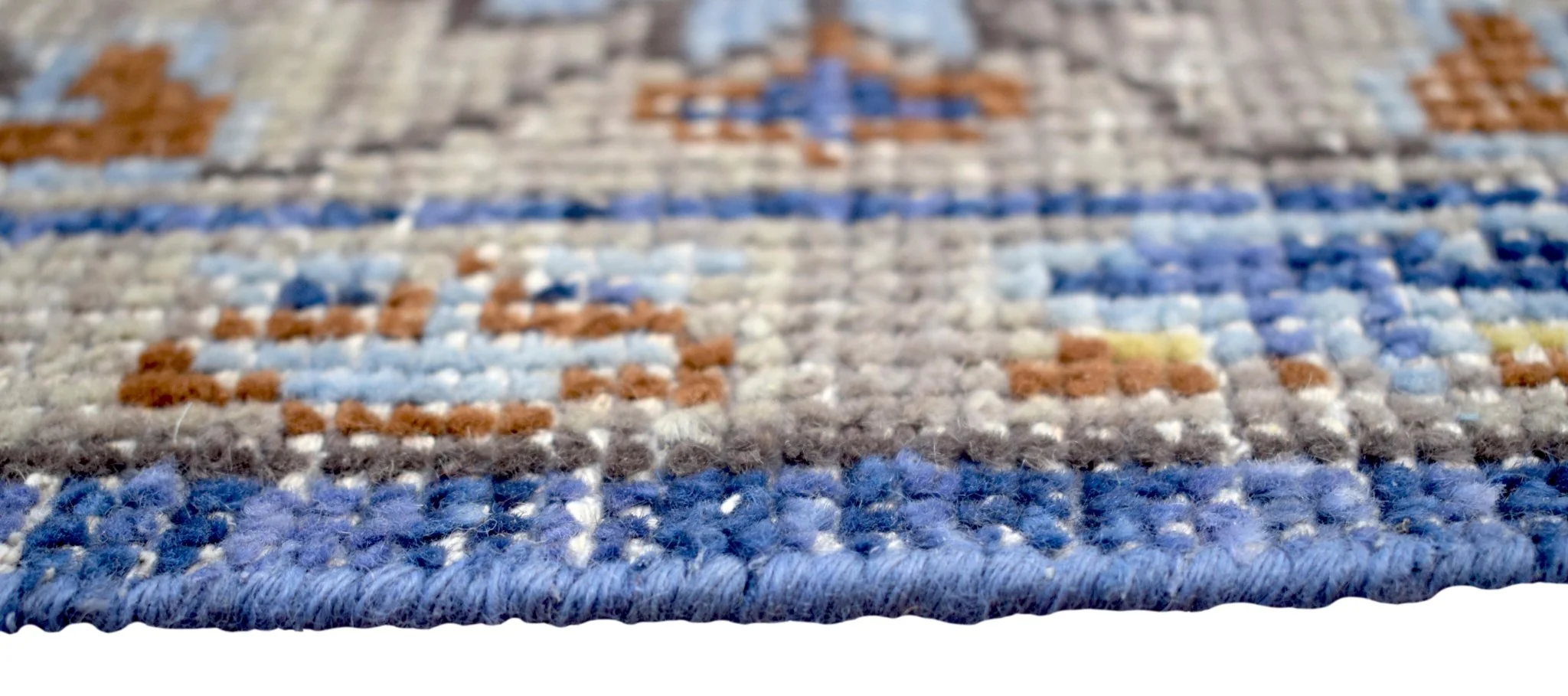 Blue and Camel 8'x10' Rug | Modern Handmade Wool Area Rug | The Rug Decor | TRD2157810 - Image 10