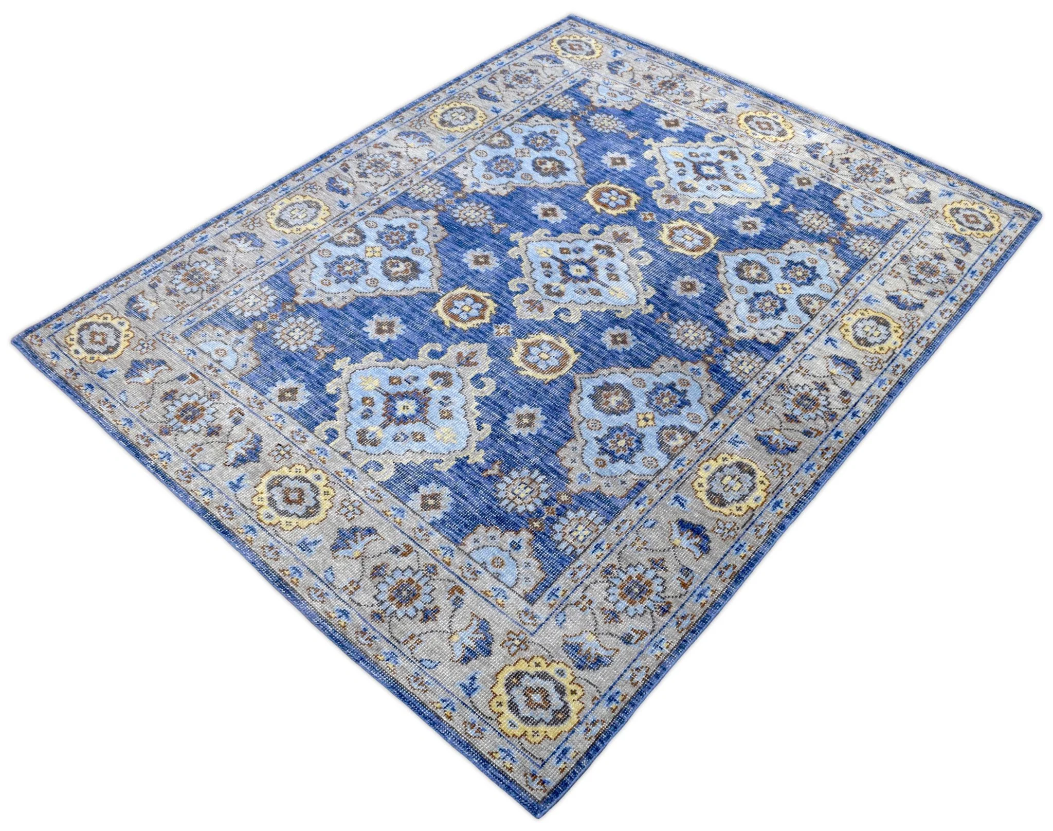Blue and Camel 8'x10' Rug | Modern Handmade Wool Area Rug | The Rug Decor | TRD2157810 - Image 3