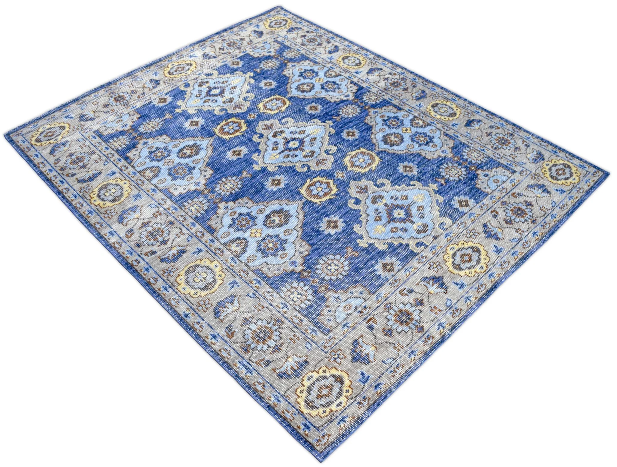 Blue and Camel 8'x10' Rug | Modern Handmade Wool Area Rug | The Rug Decor | TRD2157810 - Image 4
