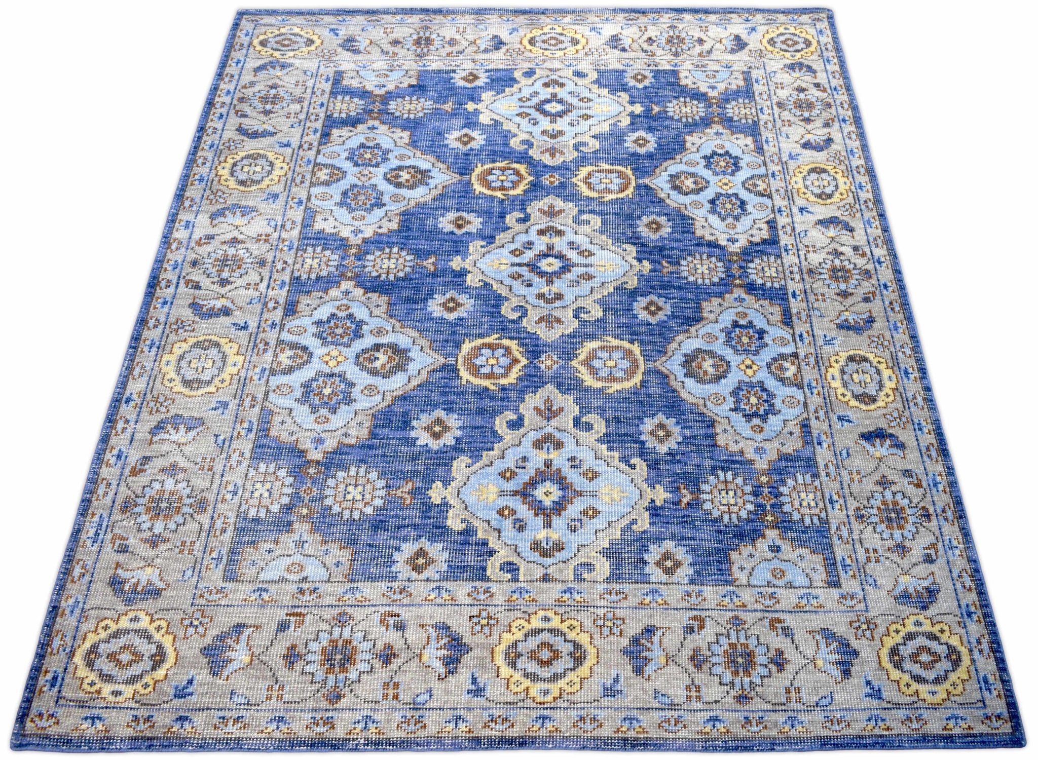 Blue and Camel 8'x10' Rug | Modern Handmade Wool Area Rug | The Rug Decor | TRD2157810 - Image 5