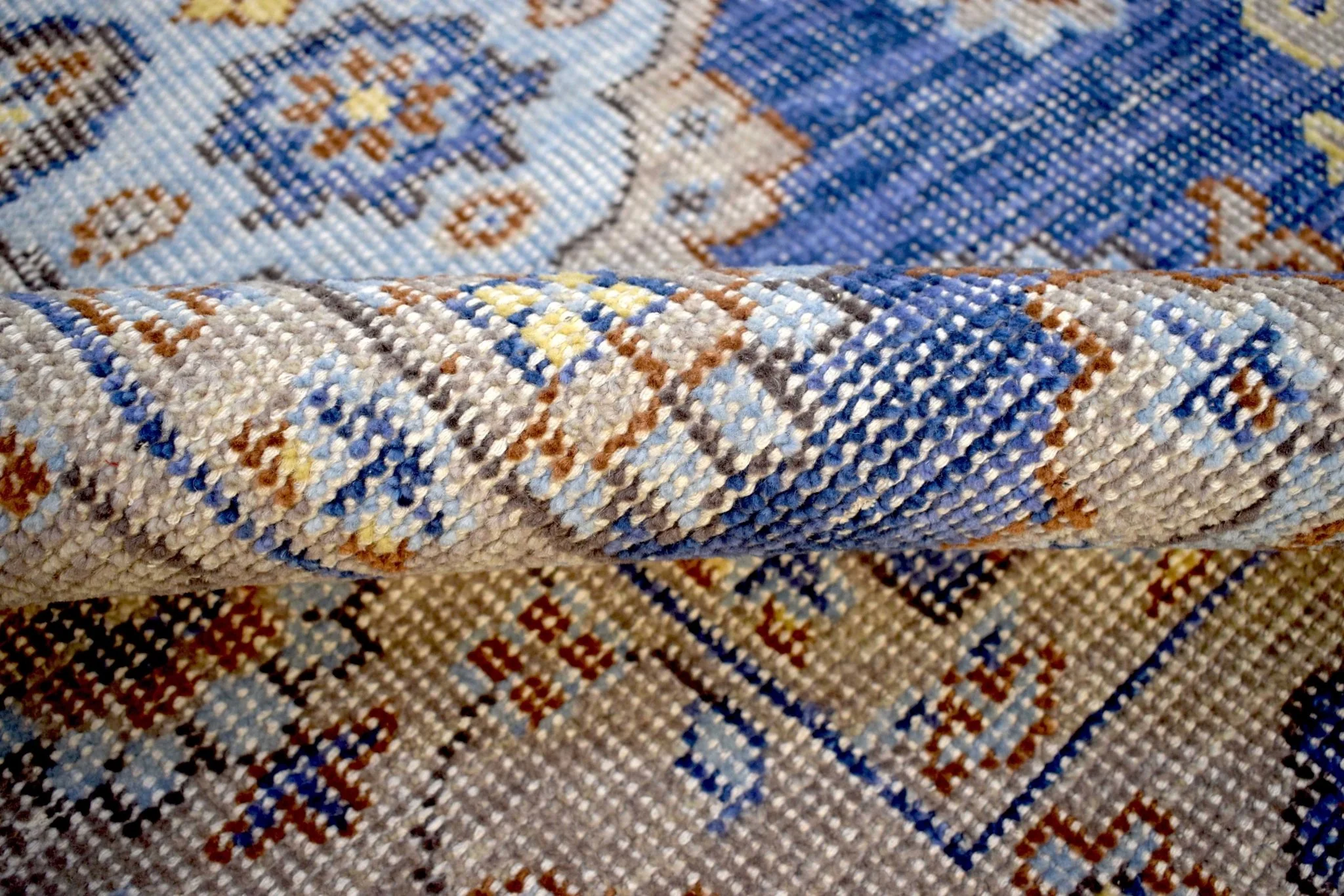 Blue and Camel 8'x10' Rug | Modern Handmade Wool Area Rug | The Rug Decor | TRD2157810 - Image 6