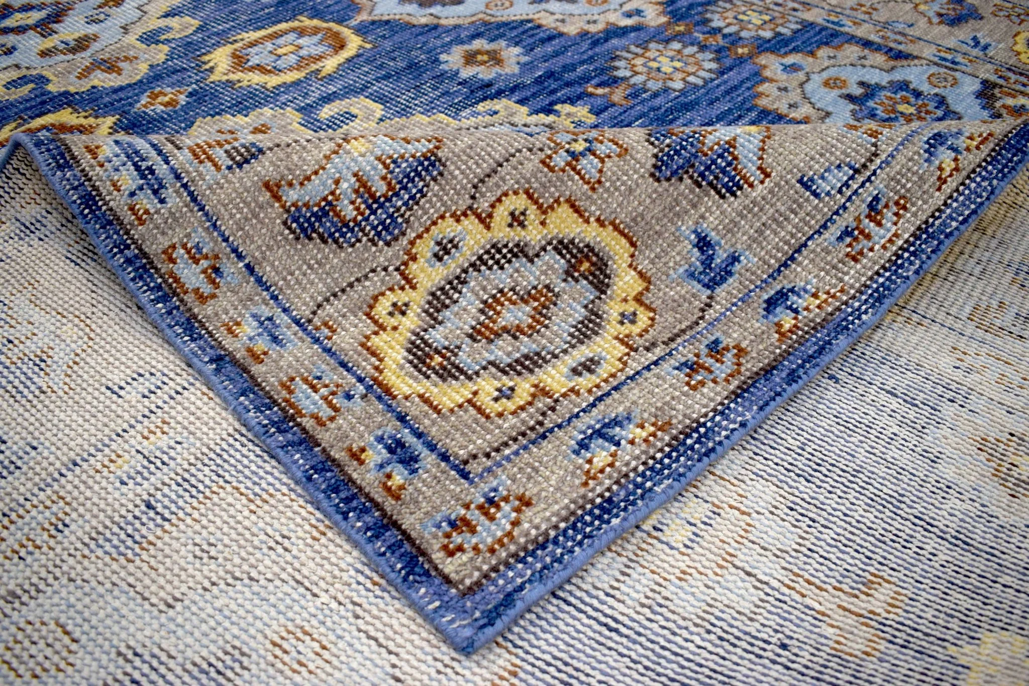 Blue and Camel 8'x10' Rug | Modern Handmade Wool Area Rug | The Rug Decor | TRD2157810 - Image 9