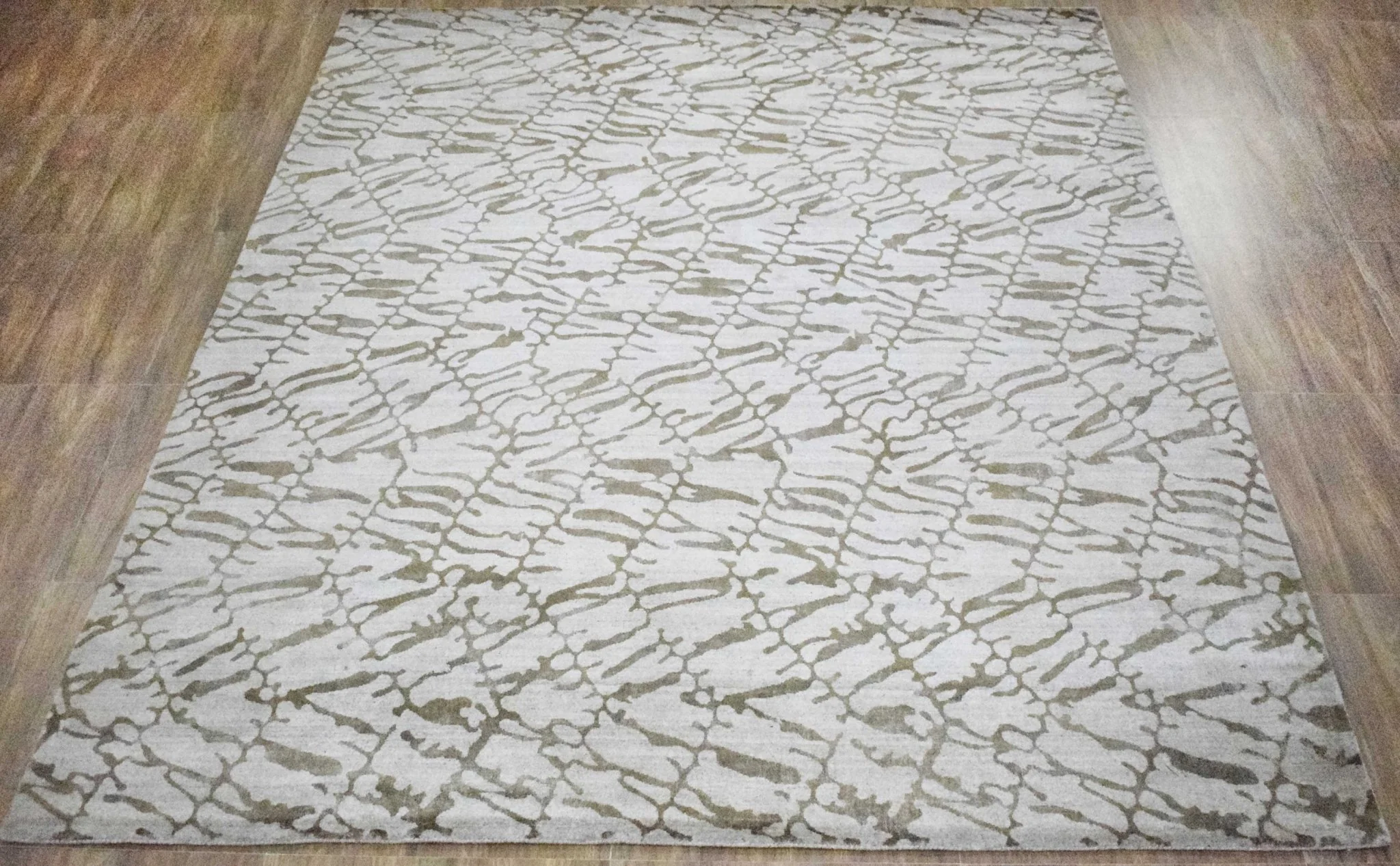 8x10 Rug, White and Brown Rug, Modern and Abstract Rug, Hand-loom Printed Viscose Area Rug | TRD020QT810 - Image 10