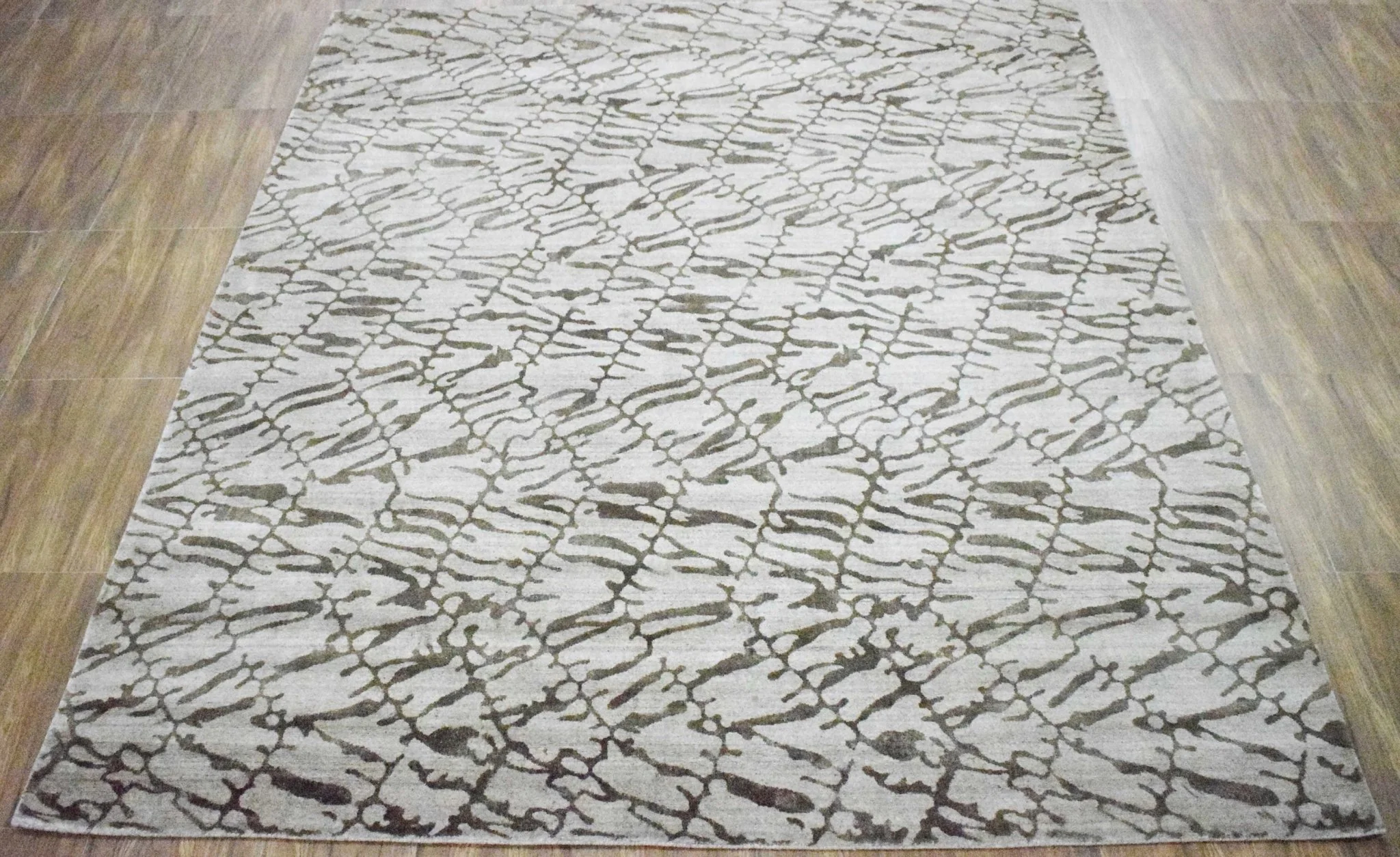8x10 Rug, White and Brown Rug, Modern and Abstract Rug, Hand-loom Printed Viscose Area Rug | TRD020QT810 - Image 8