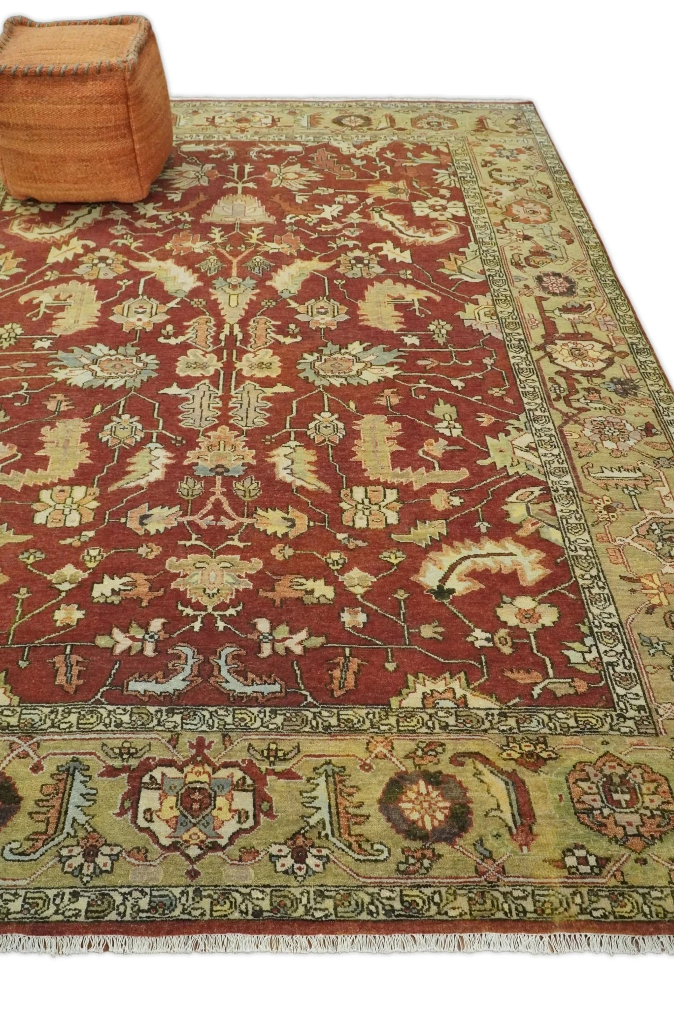 8x10 Rust and Beige Hand Knotted Traditional Antique Turkish Vintage Wool Rug | TRDCP538810 - Image 3