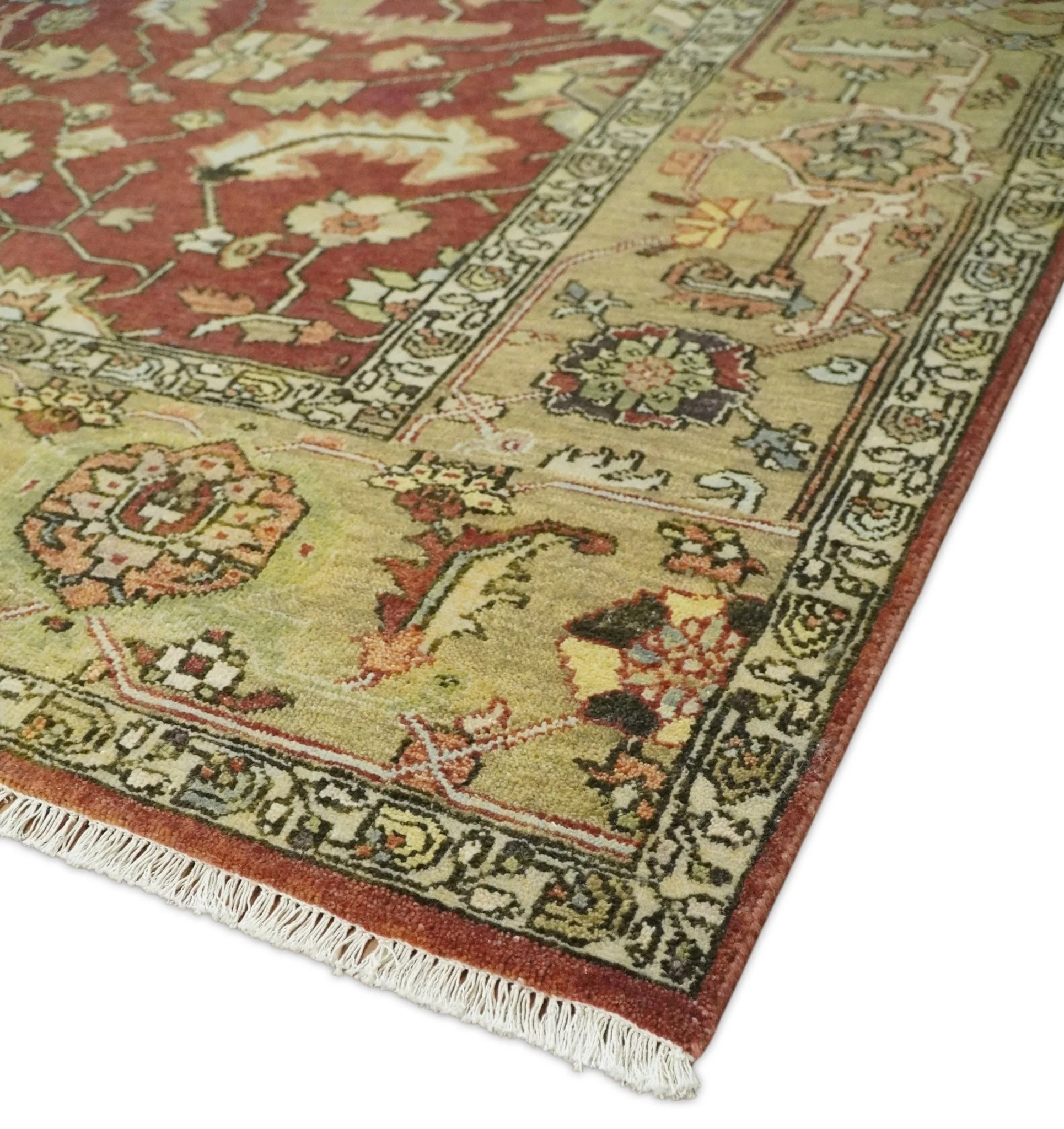 8x10 Rust and Beige Hand Knotted Traditional Antique Turkish Vintage Wool Rug | TRDCP538810 - Image 6