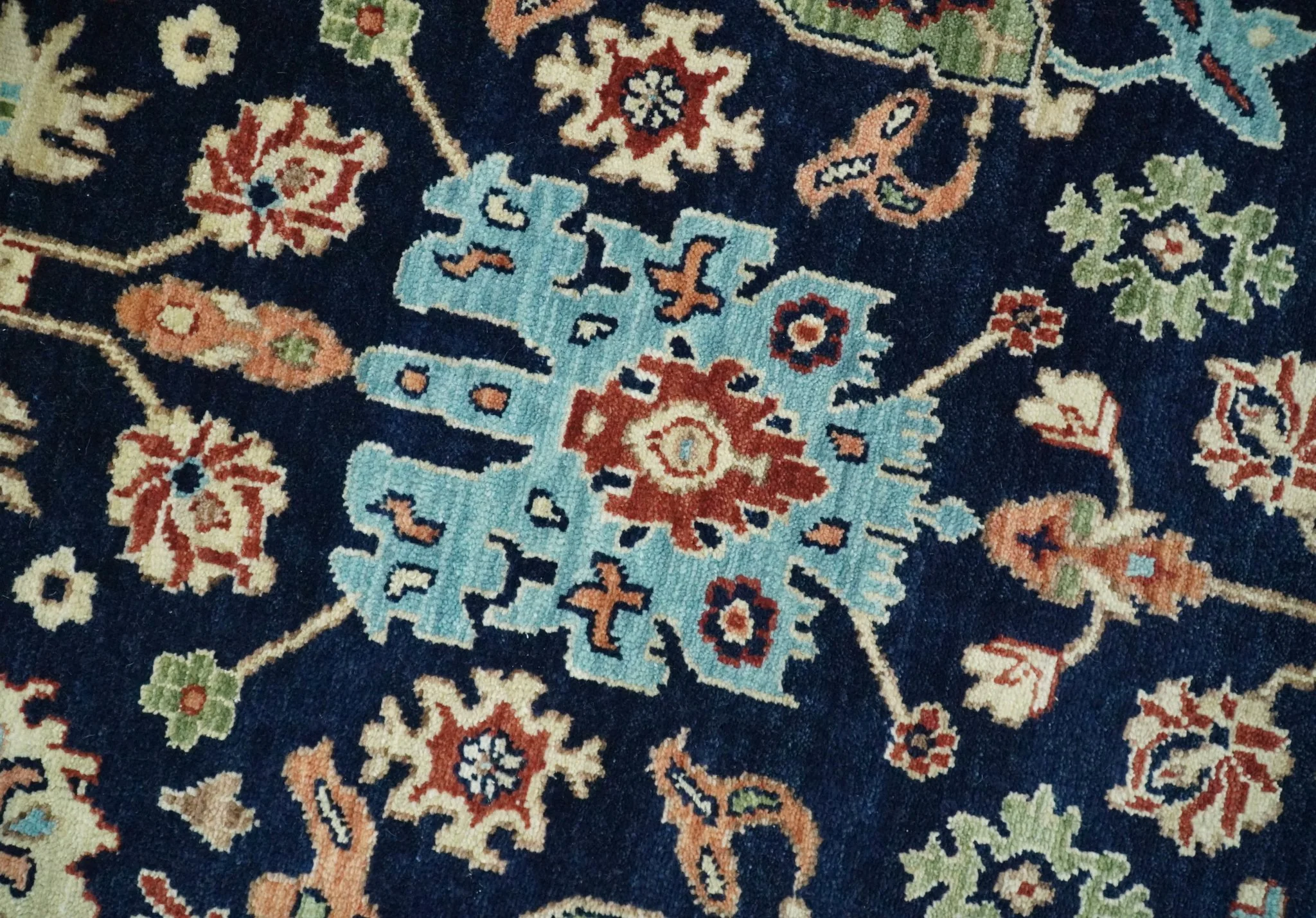 8x10 Rust and Blue Hand Knotted Traditional Antique Turkish Vintage Wool Rug | TRDCP540810 - Image 5