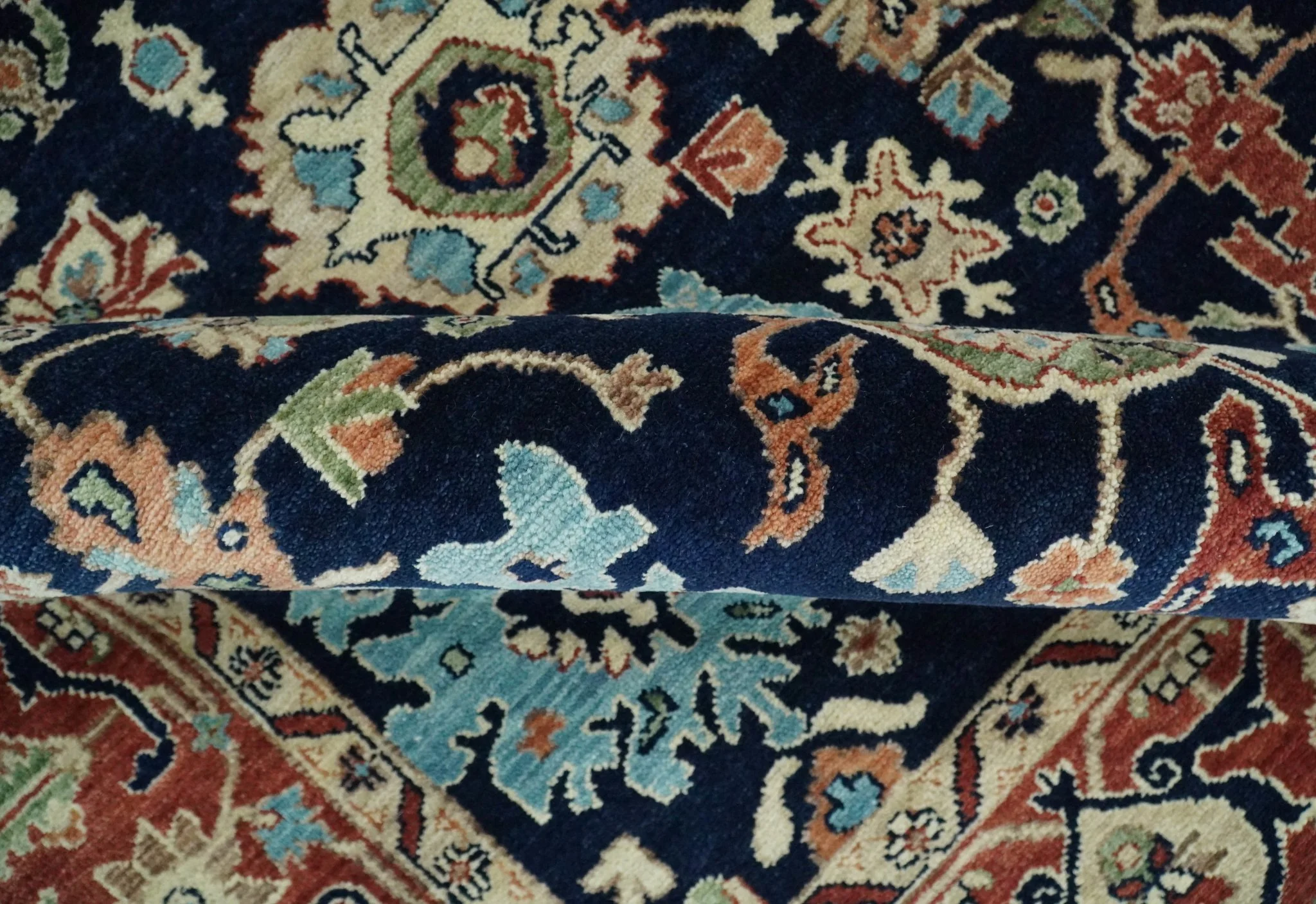 8x10 Rust and Blue Hand Knotted Traditional Antique Turkish Vintage Wool Rug | TRDCP540810 - Image 6