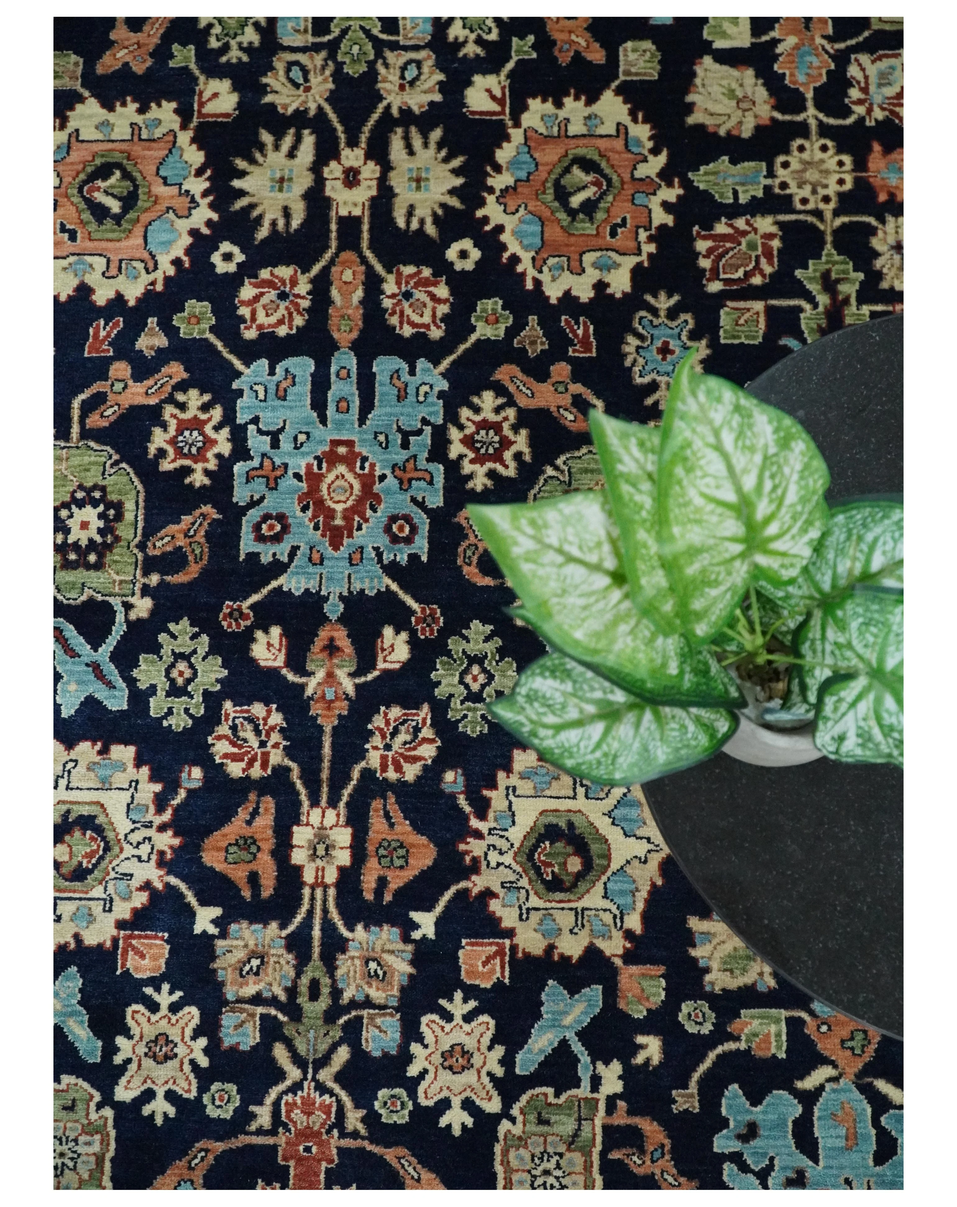 8x10 Rust and Blue Hand Knotted Traditional Antique Turkish Vintage Wool Rug | TRDCP540810 - Image 9