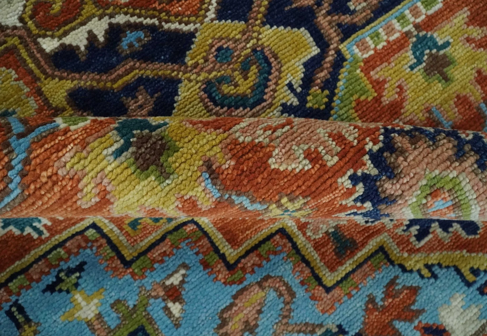 Ready to Ship 8x10 Rust and Blue Traditional Hand Knotted Wool Area Rug - Image 6