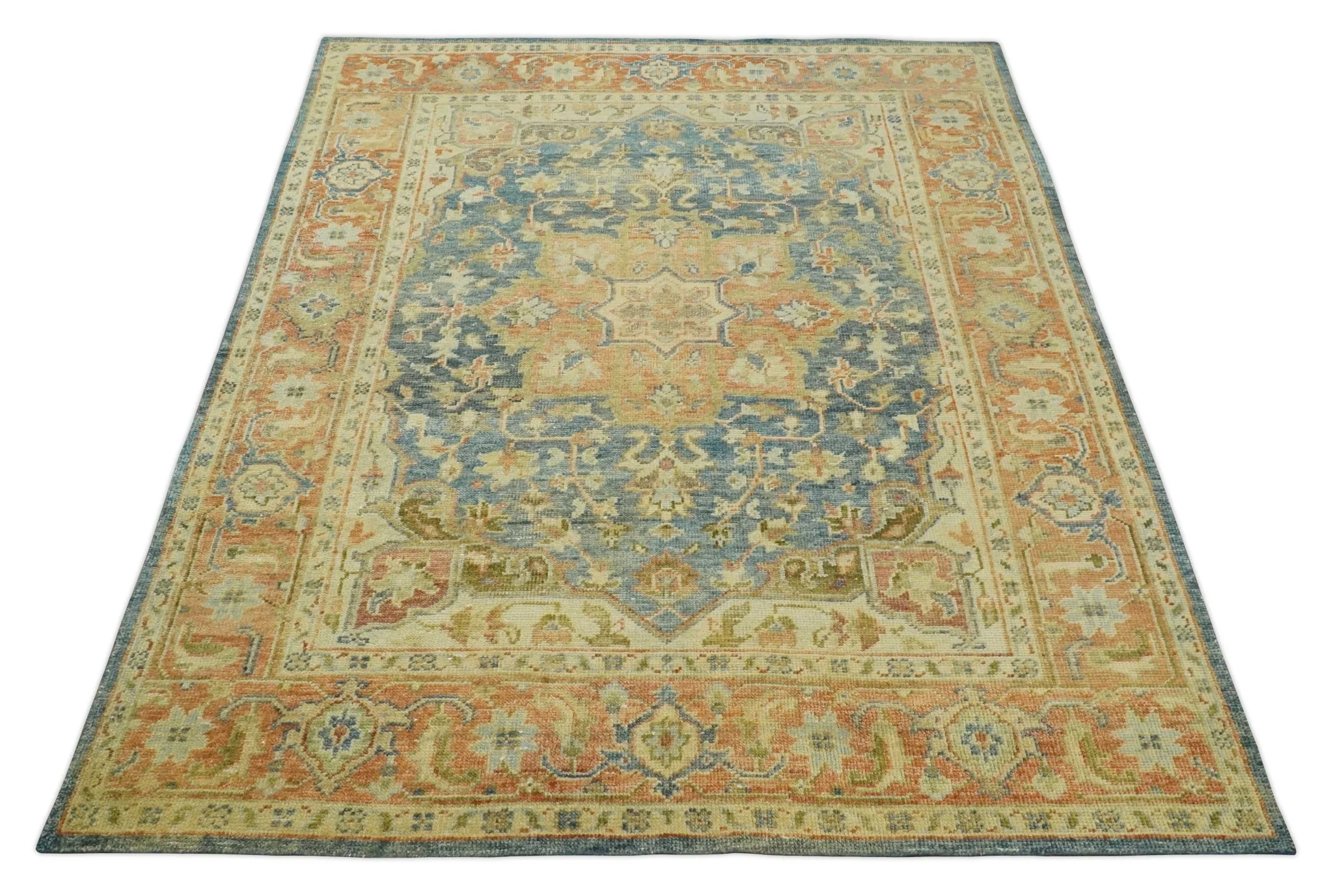 8x10 Rust, Gray and Beige Traditional Vintage Style Hand Knotted Wool Area Rug - Image 10