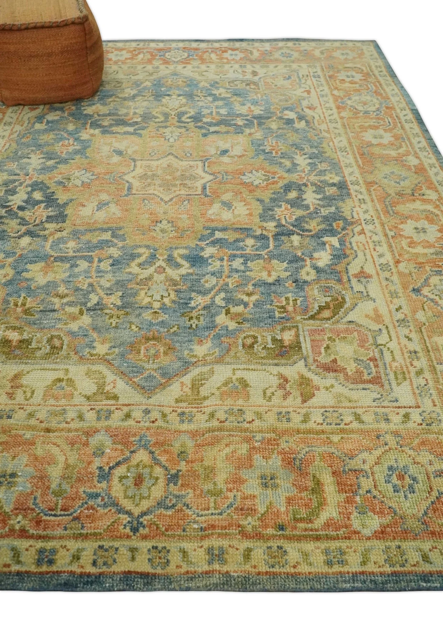 8x10 Rust, Gray and Beige Traditional Vintage Style Hand Knotted Wool Area Rug - Image 3