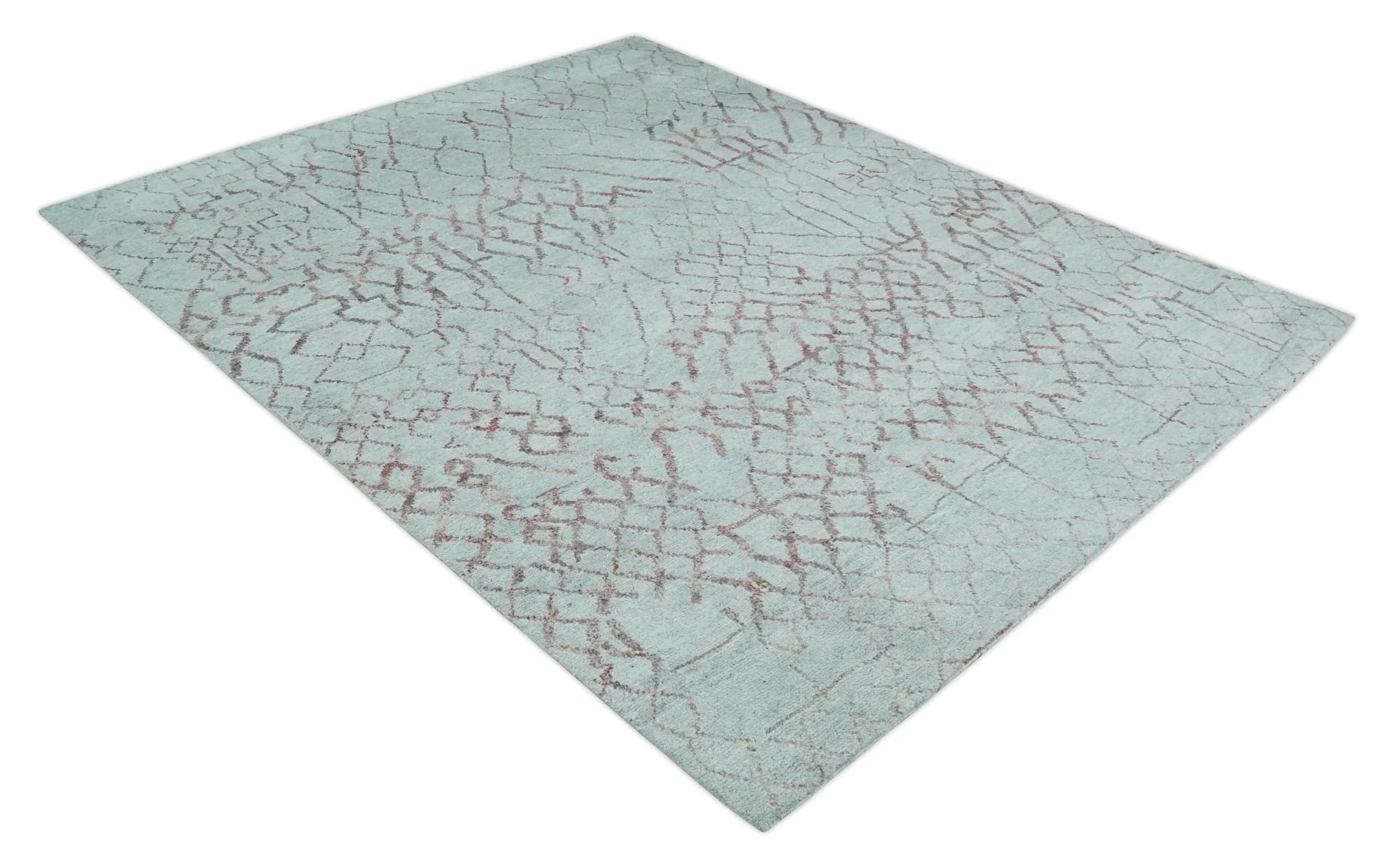 Contemporary 8x10 Silver and Pink Modern Abstract Handmade Wool Area Rug - Image 10