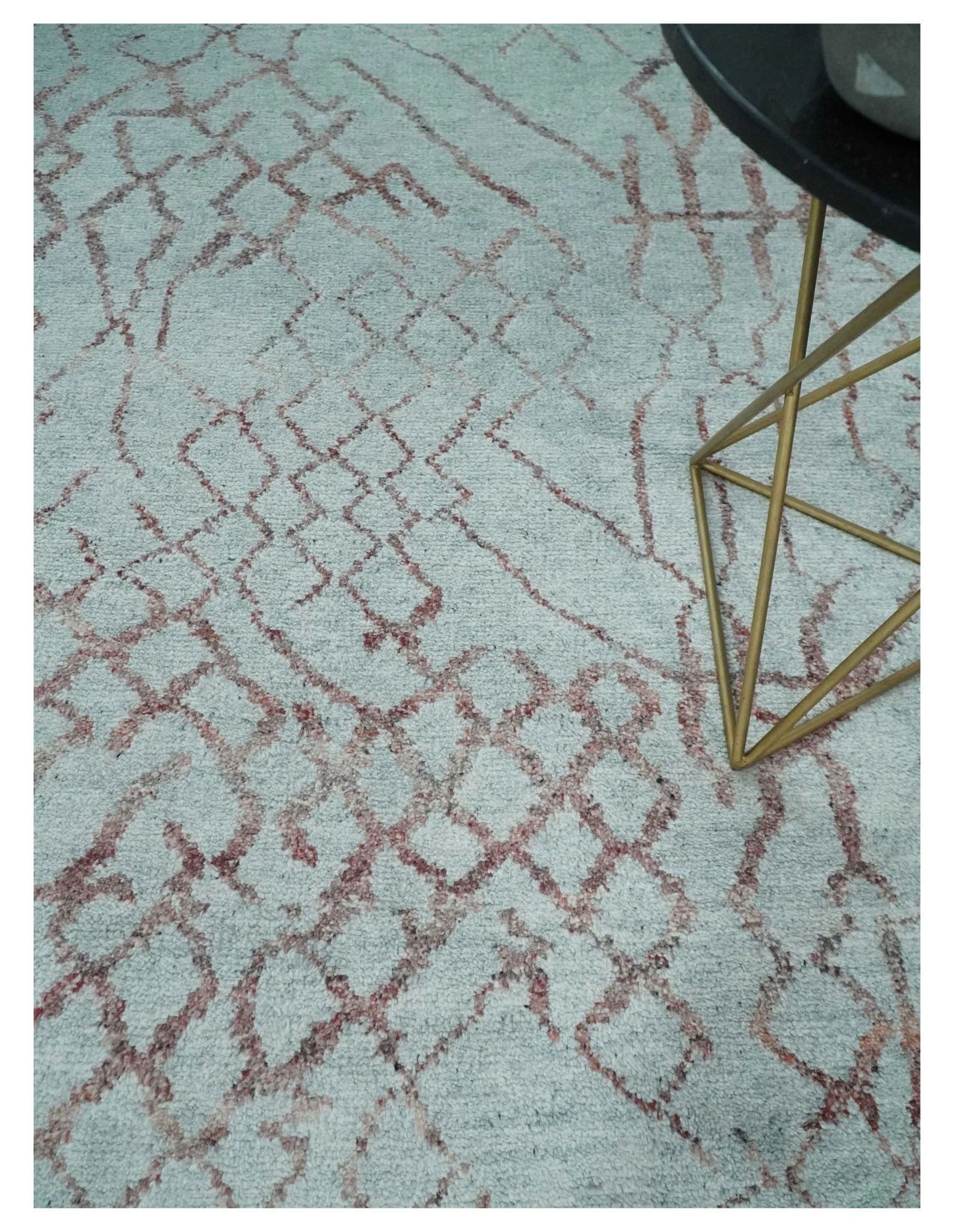 Contemporary 8x10 Silver and Pink Modern Abstract Handmade Wool Area Rug - Image 2