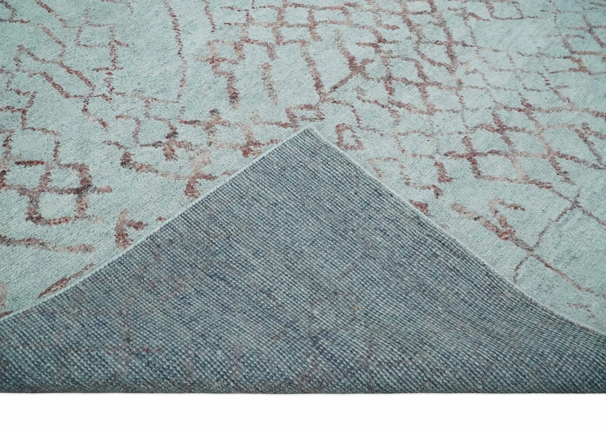 Contemporary 8x10 Silver and Pink Modern Abstract Handmade Wool Area Rug - Image 7