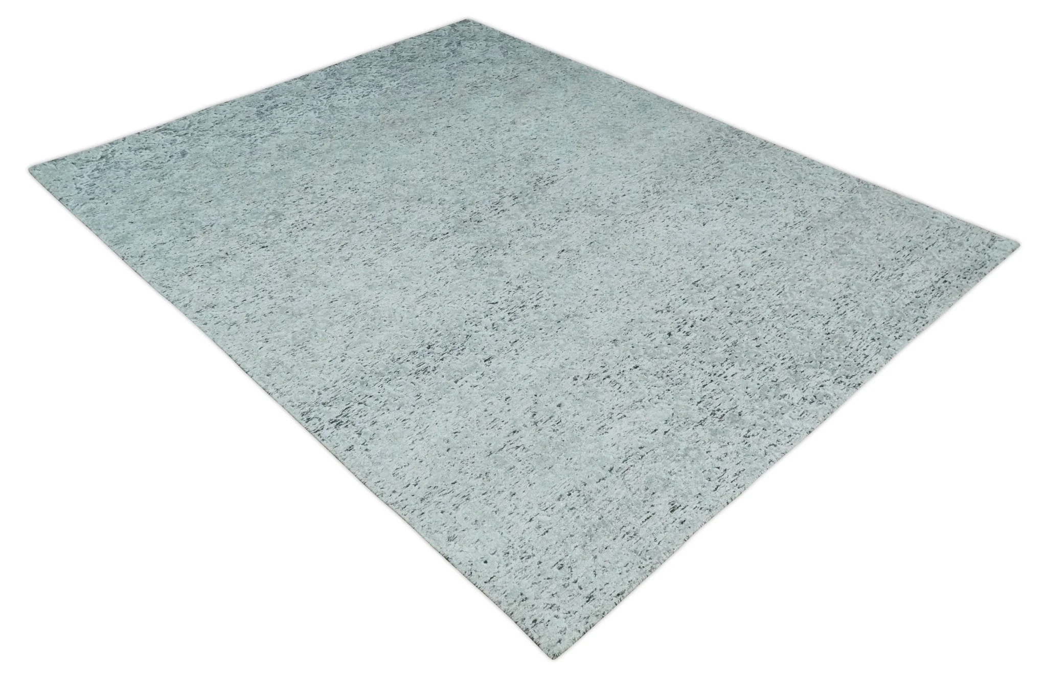Contemporary 8x10 Silver and Charcoal Modern Abstract Handmade Wool Area Rug - Image 10