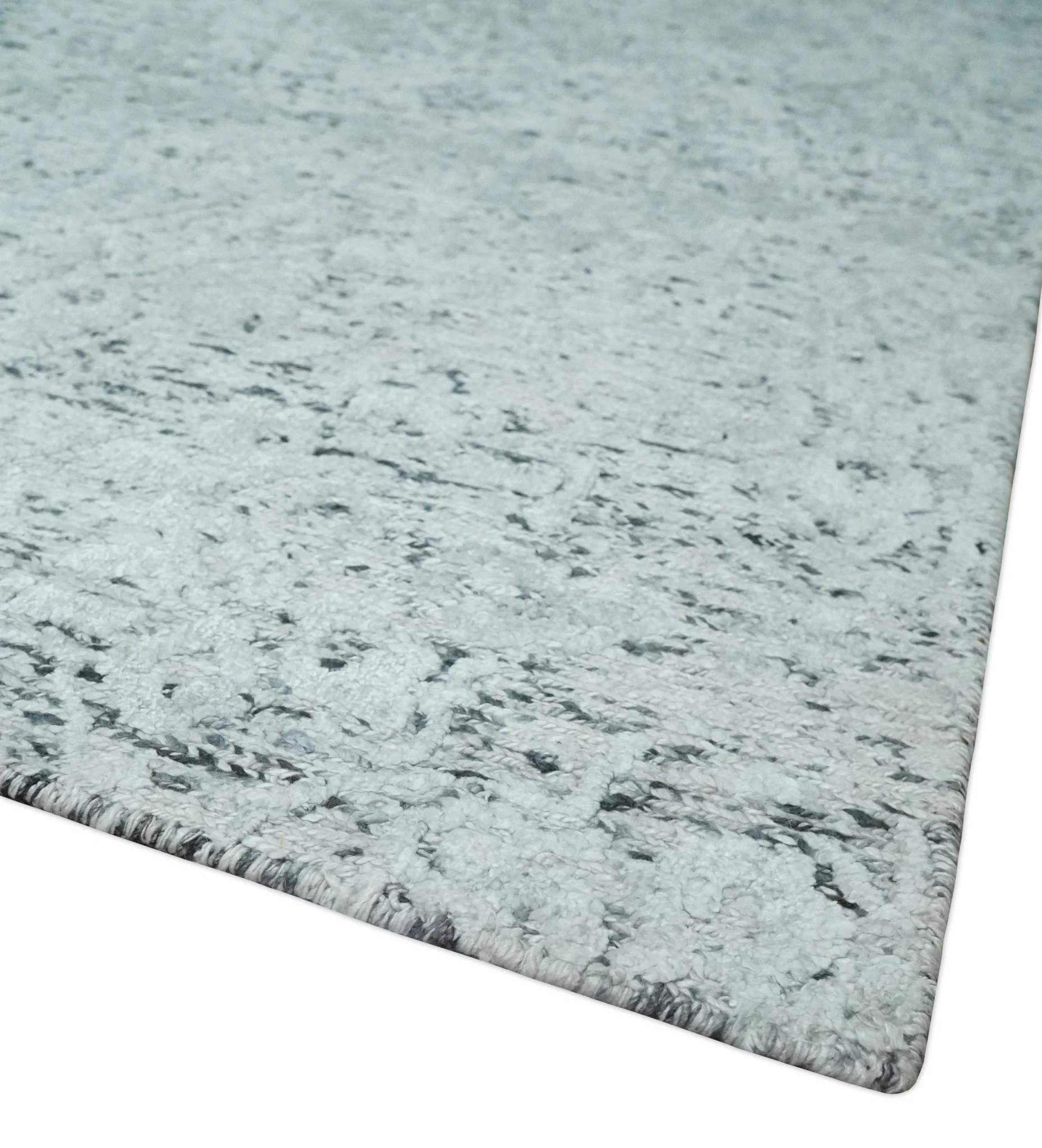 Contemporary 8x10 Silver and Charcoal Modern Abstract Handmade Wool Area Rug - Image 5