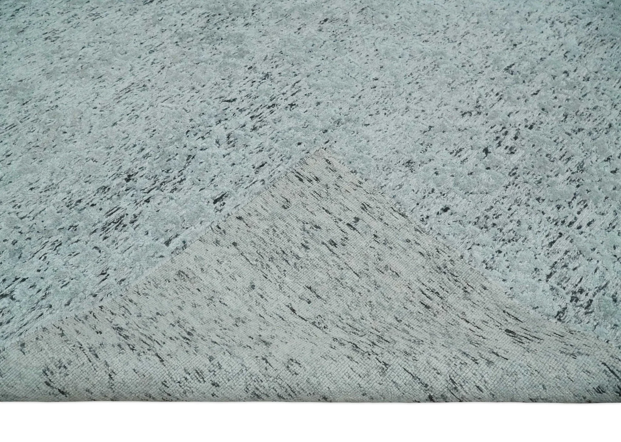 Contemporary 8x10 Silver and Charcoal Modern Abstract Handmade Wool Area Rug - Image 7