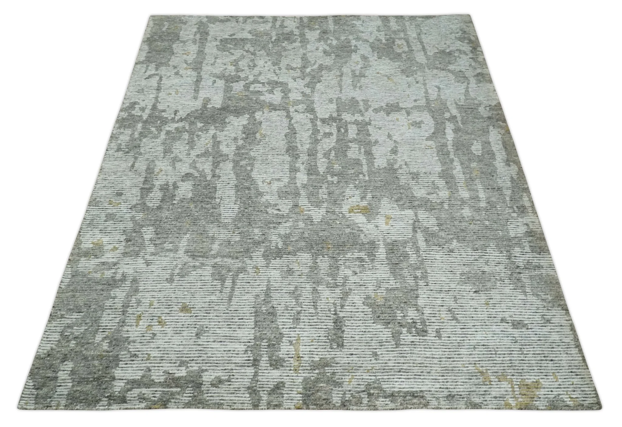8x10 Silver and Charcoal Modern Abstract Handmade Wool Area Rug - Image 10