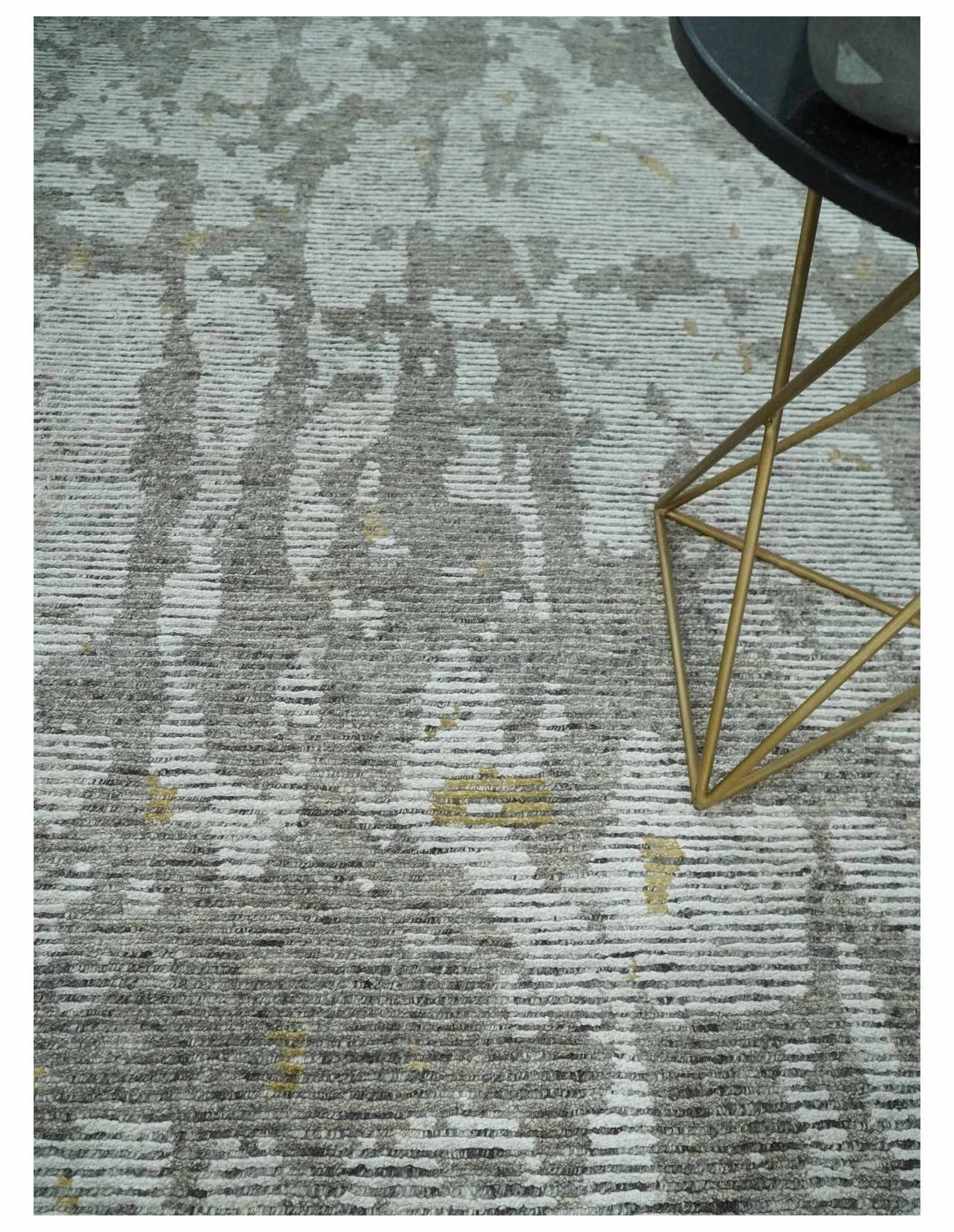 8x10 Silver and Charcoal Modern Abstract Handmade Wool Area Rug - Image 2