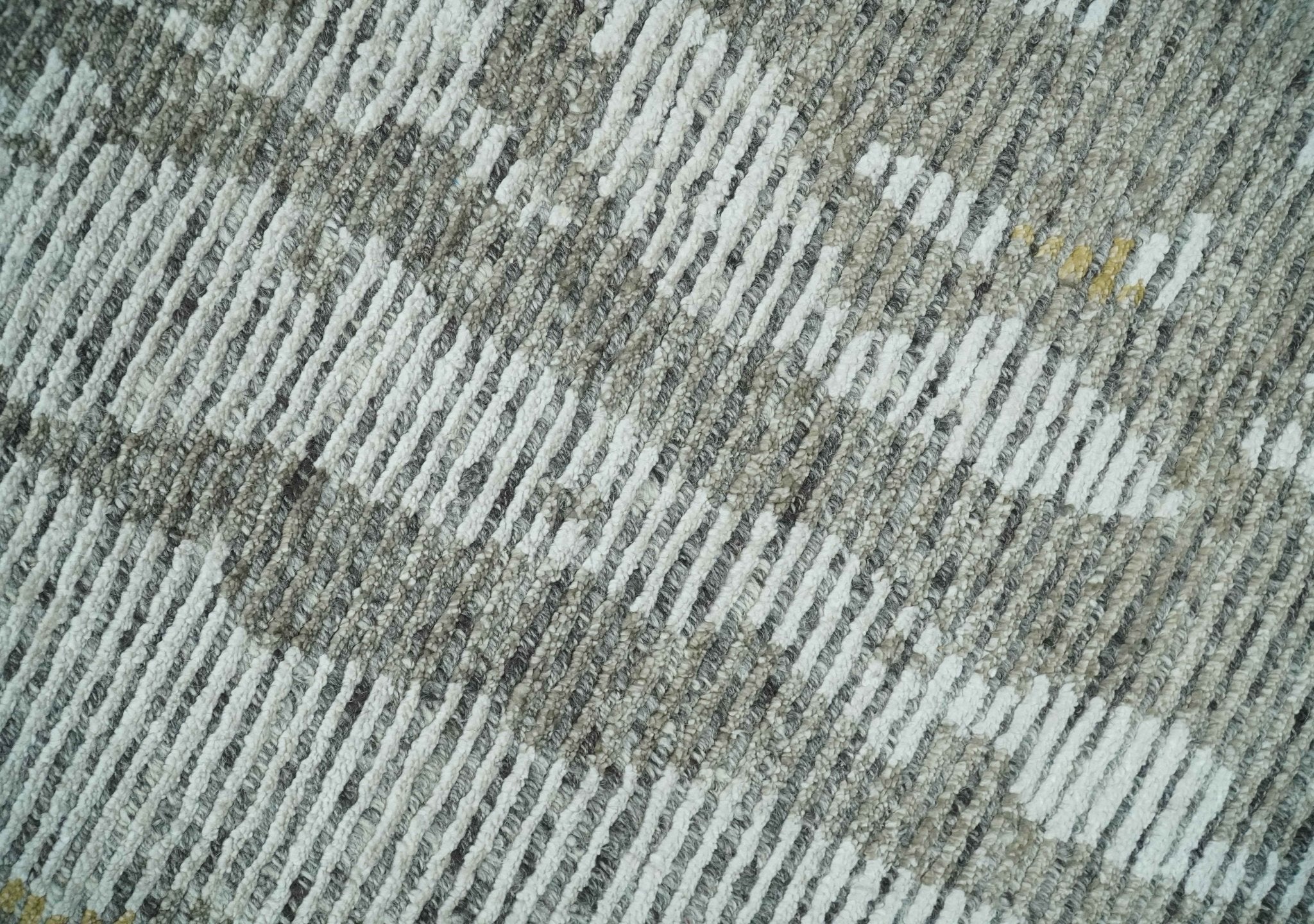 8x10 Silver and Charcoal Modern Abstract Handmade Wool Area Rug - Image 4